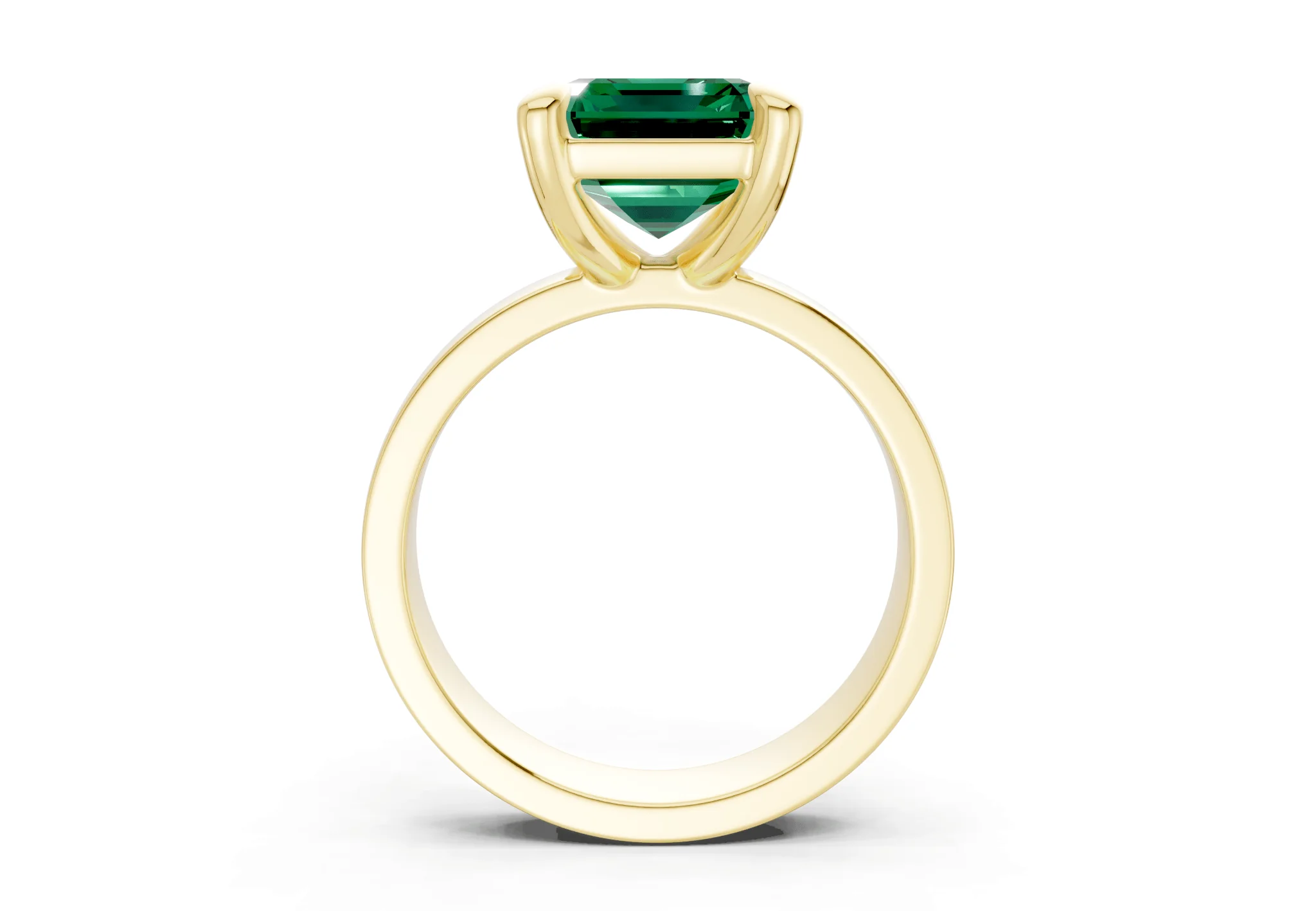 Cascade Emerald Gemstone Solitaire Emerald Cut 4mm Engagement Ring - Image 2