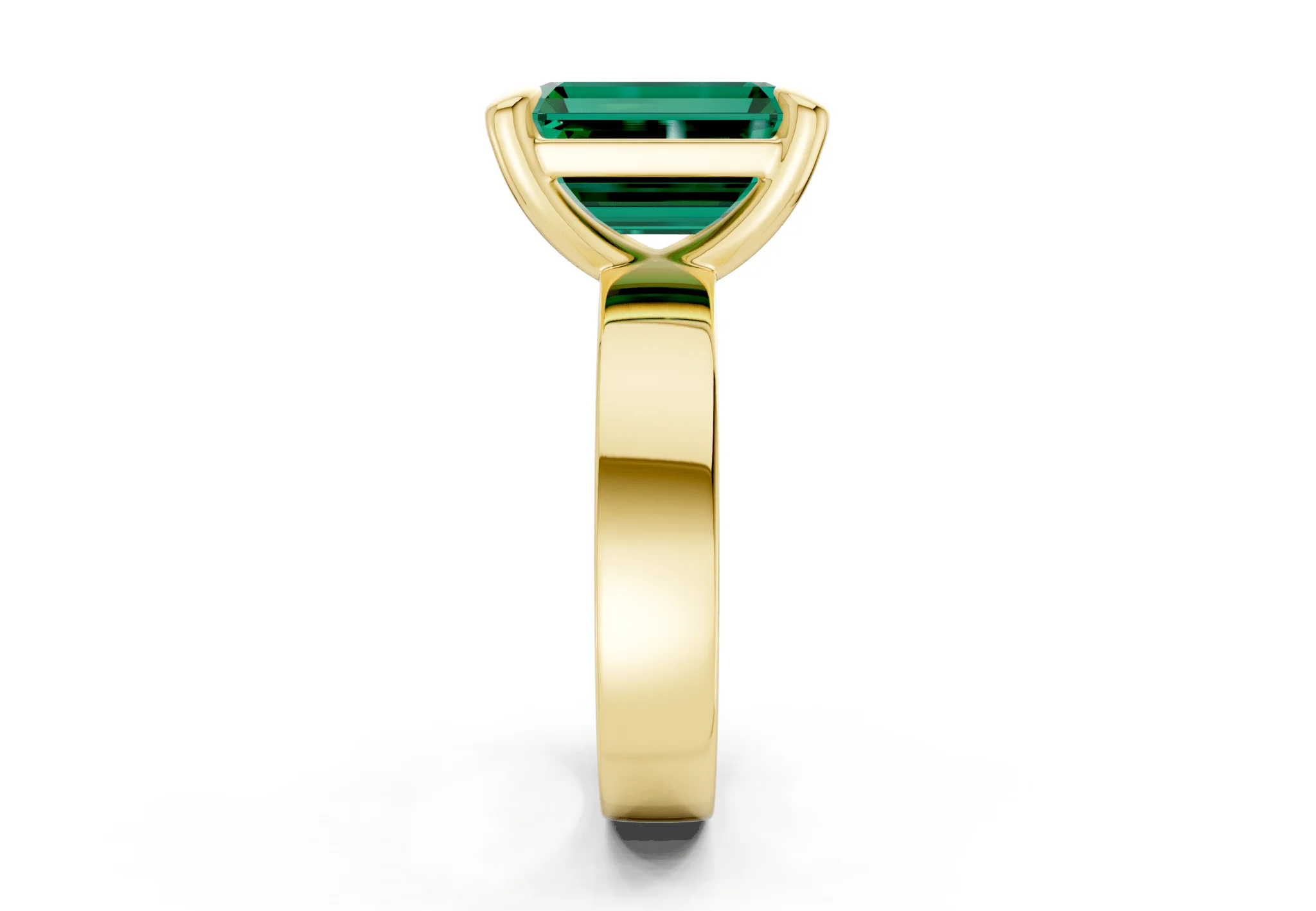 Cascade Emerald Gemstone Solitaire Emerald Cut 4mm Engagement Ring - Image 3