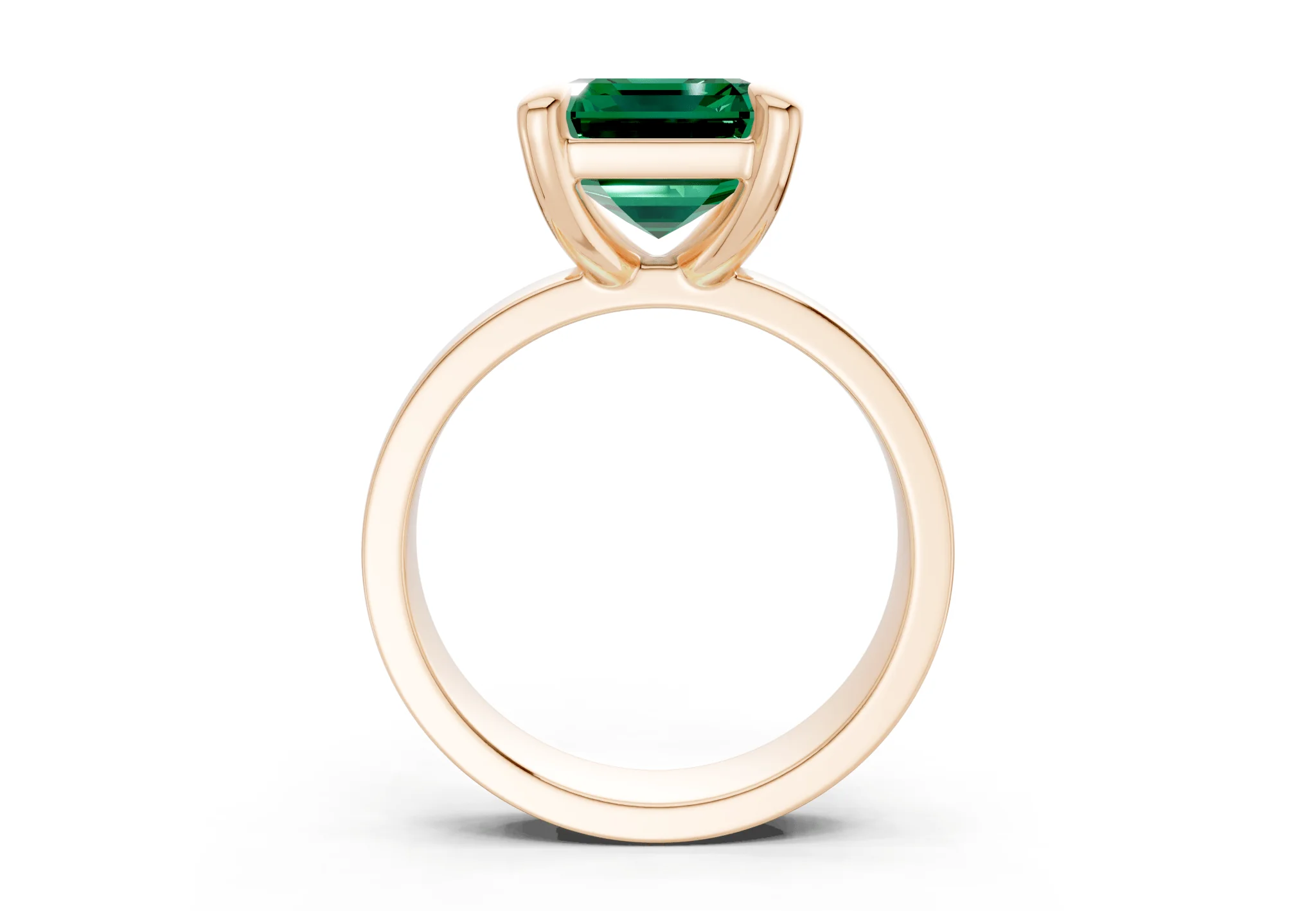 Cascade Emerald Gemstone Solitaire Emerald Cut 4mm Engagement Ring - Image 5