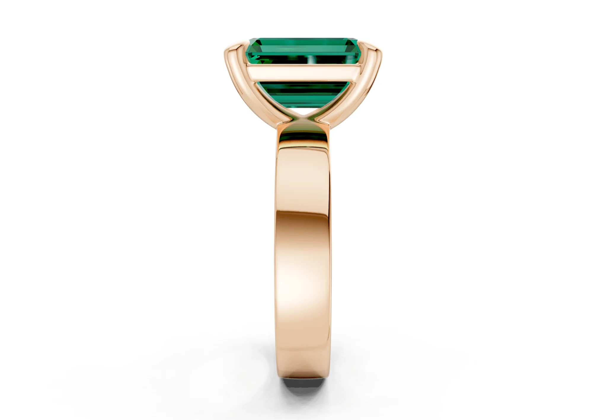 Cascade Emerald Gemstone Solitaire Emerald Cut 4mm Engagement Ring - Image 6