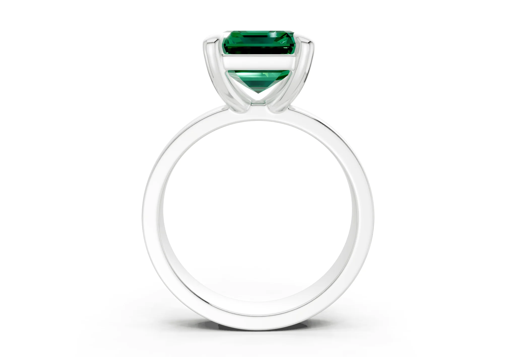 Cascade Emerald Gemstone Solitaire Emerald Cut 4mm Engagement Ring - Image 8