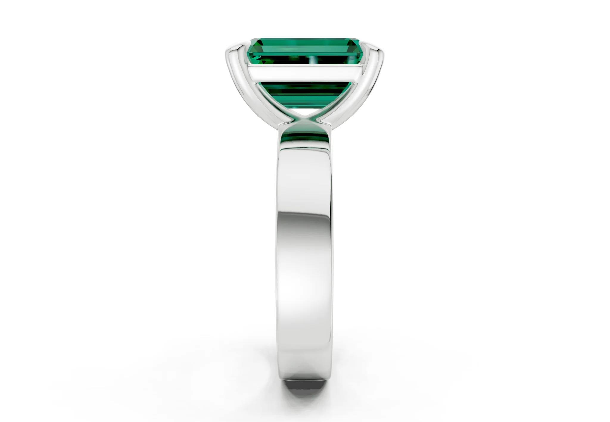 Cascade Emerald Gemstone Solitaire Emerald Cut 4mm Engagement Ring - Image 9
