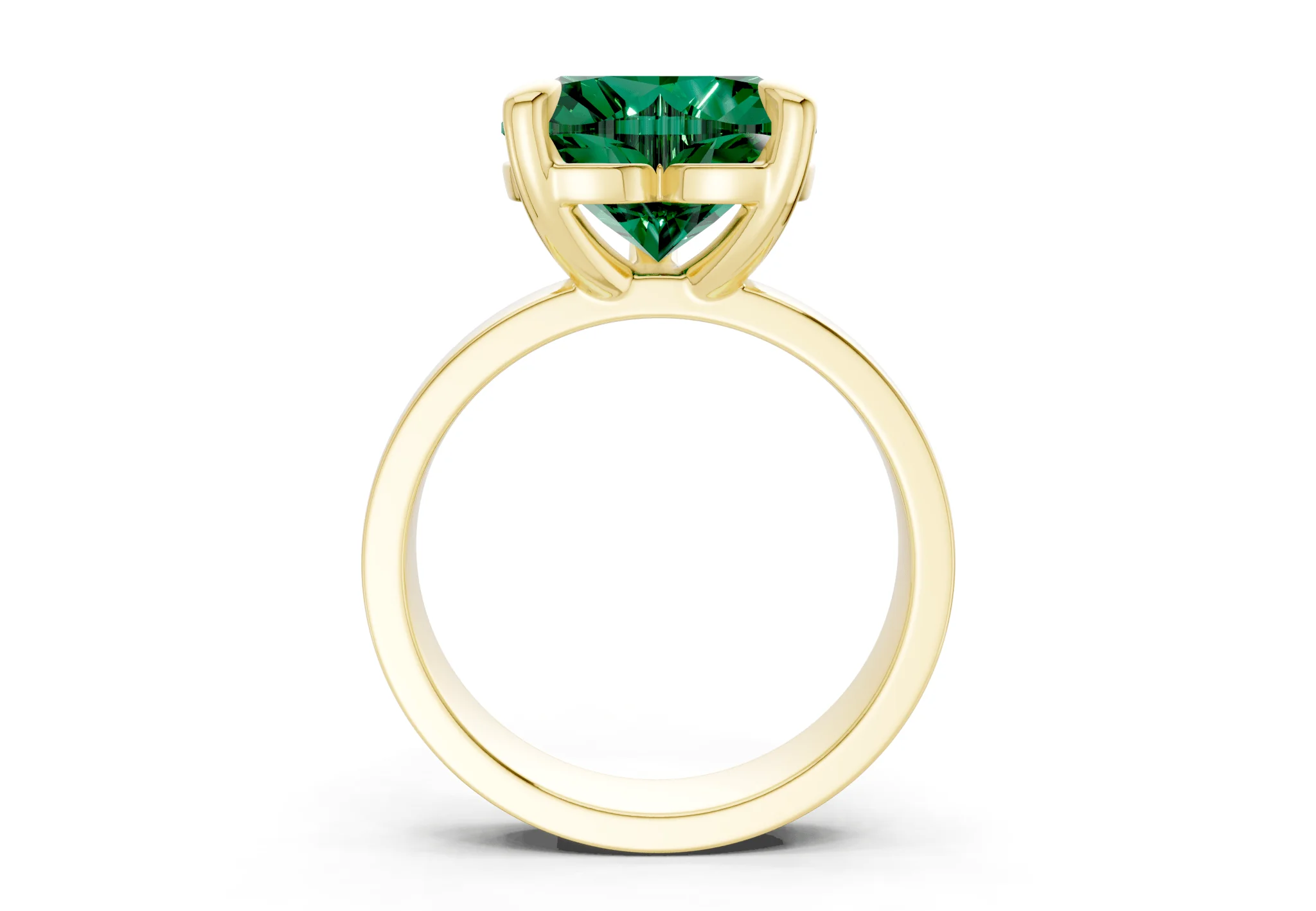 Cascade Emerald Gemstone Solitaire Heart Cut 4mm Engagement Ring - Image 2