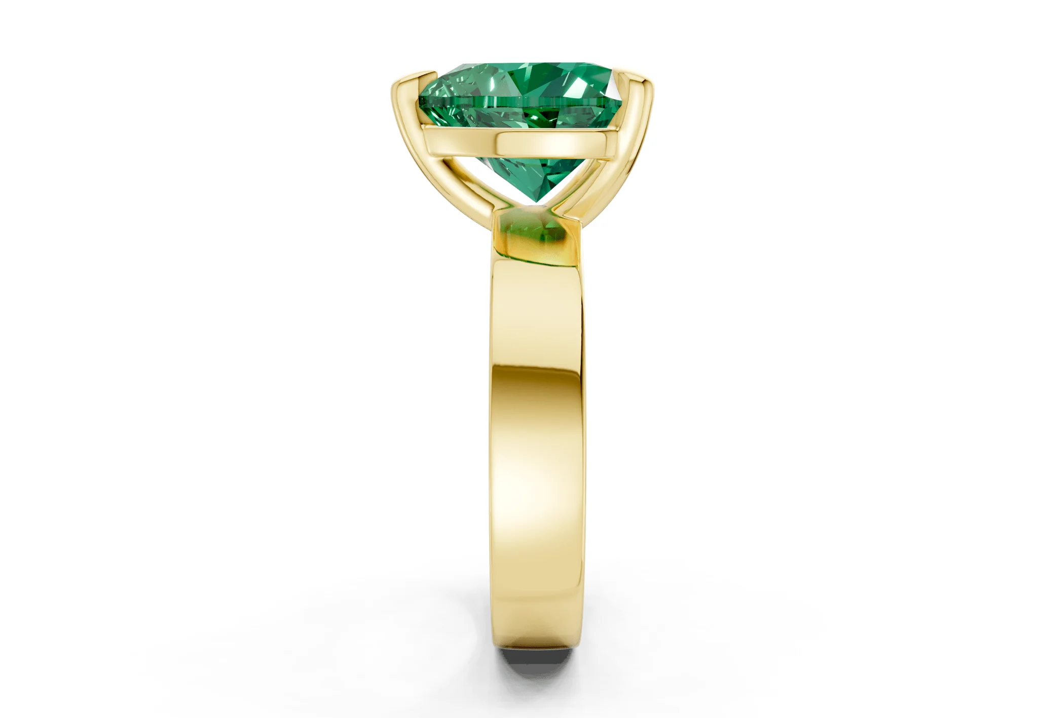 Cascade Emerald Gemstone Solitaire Heart Cut 4mm Engagement Ring - Image 3