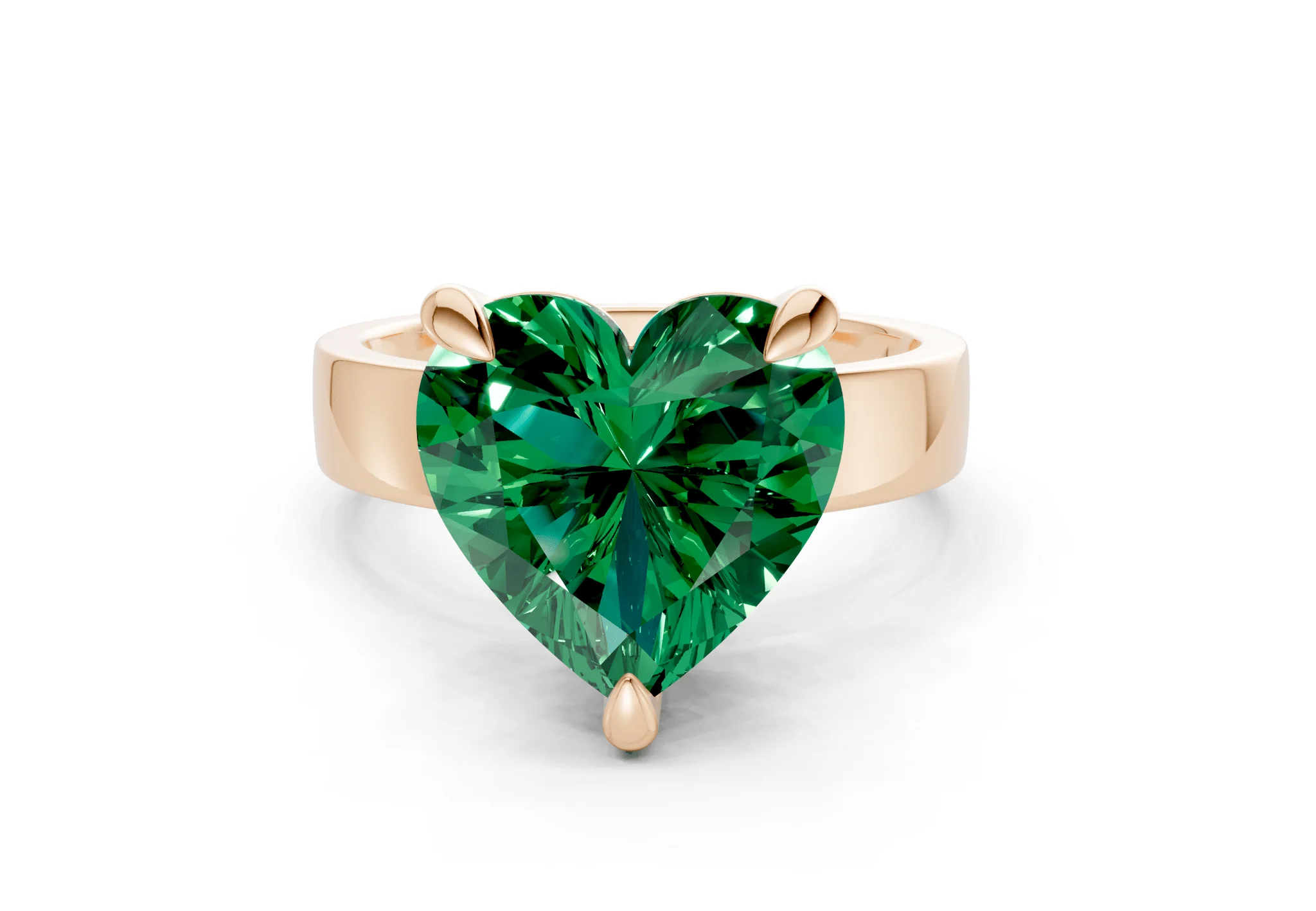 Cascade Emerald Gemstone Solitaire Heart Cut 4mm Engagement Ring - Image 4