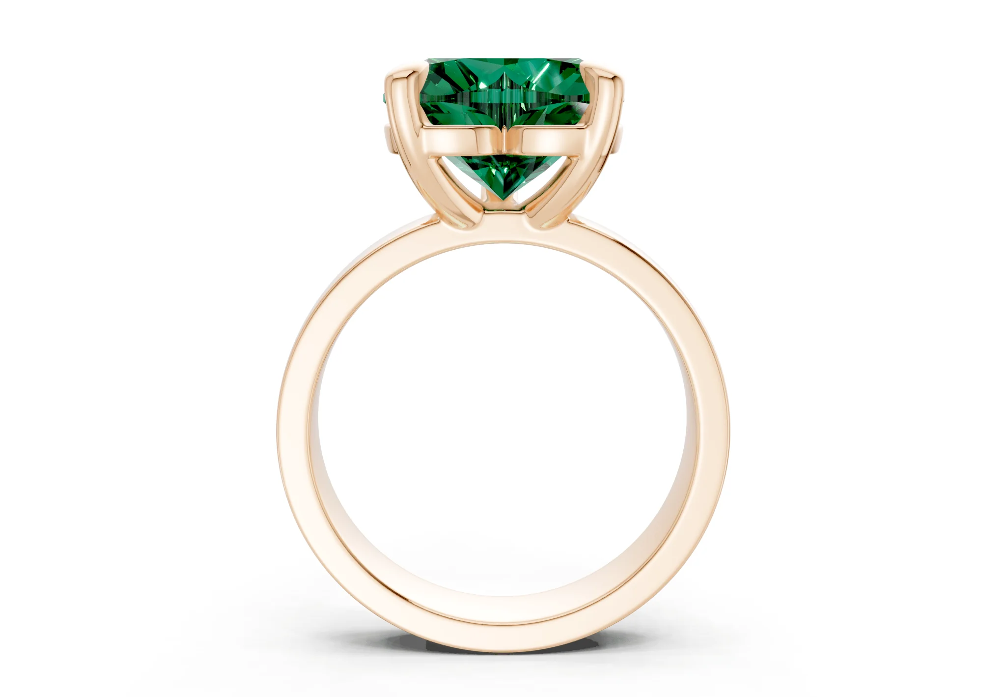 Cascade Emerald Gemstone Solitaire Heart Cut 4mm Engagement Ring - Image 5