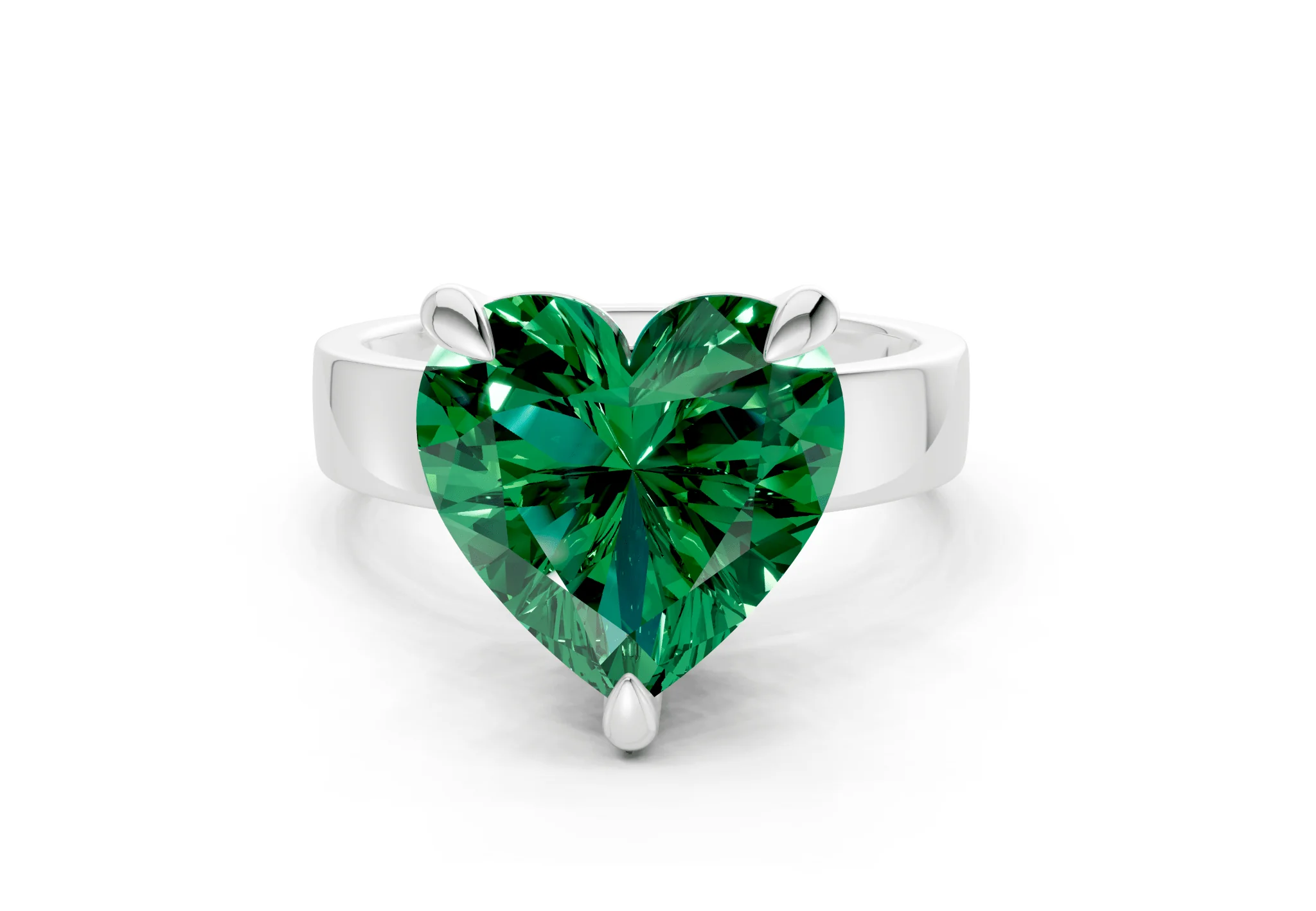 Cascade Emerald Gemstone Solitaire Heart Cut 4mm Engagement Ring - Image 7