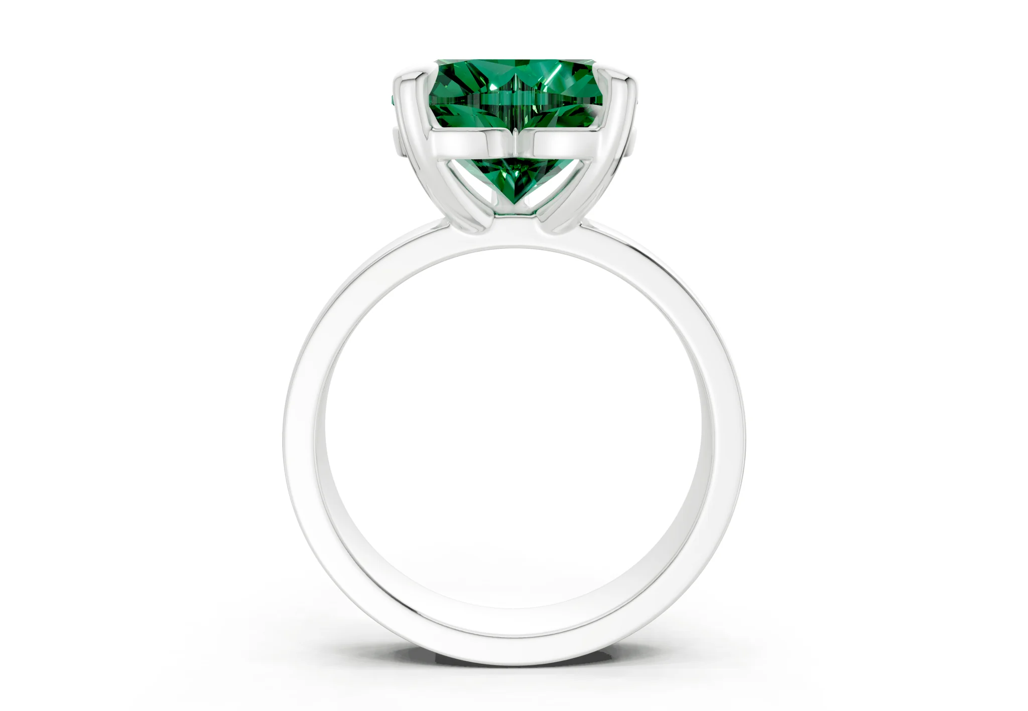 Cascade Emerald Gemstone Solitaire Heart Cut 4mm Engagement Ring - Image 8