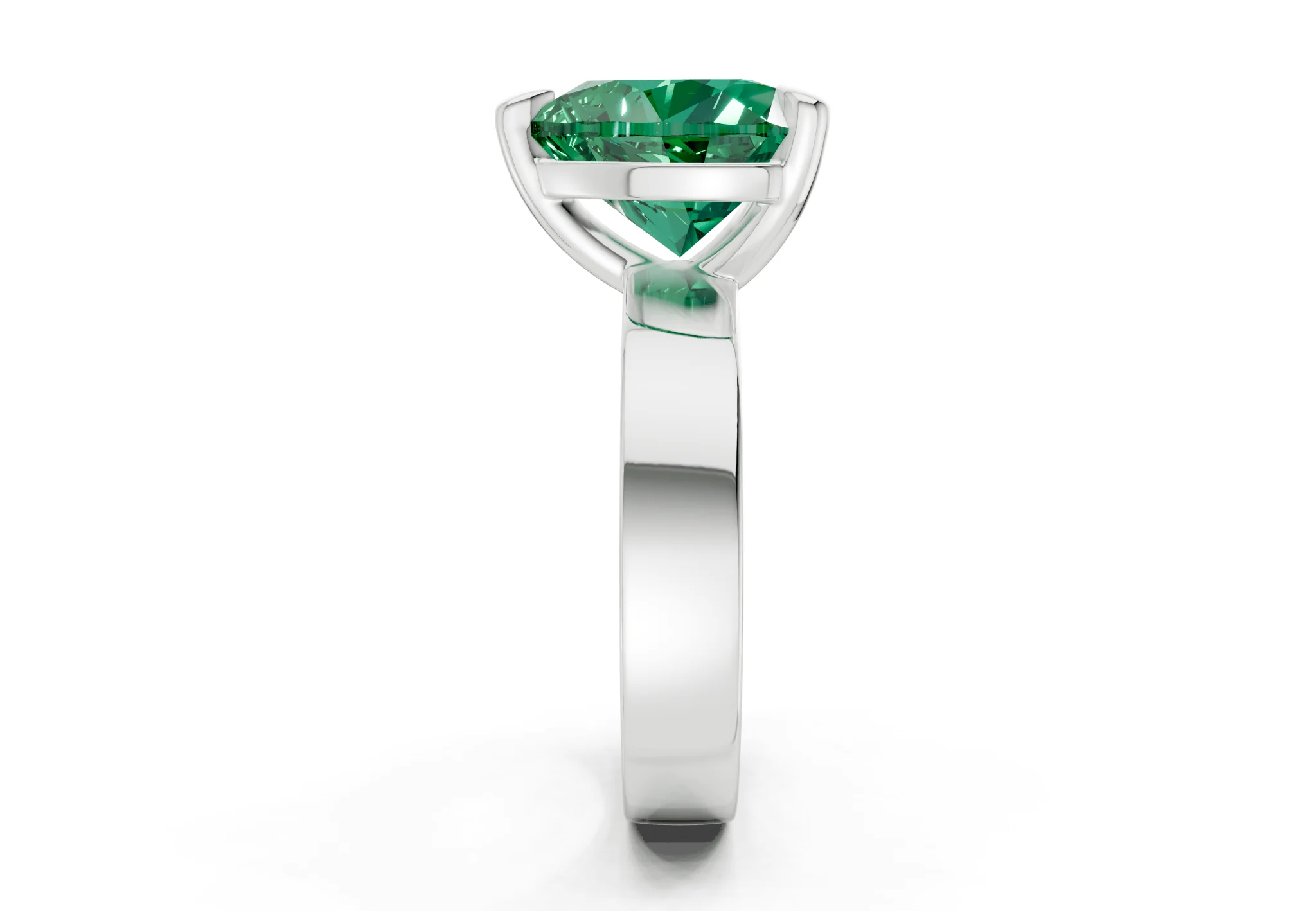 Cascade Emerald Gemstone Solitaire Heart Cut 4mm Engagement Ring - Image 9