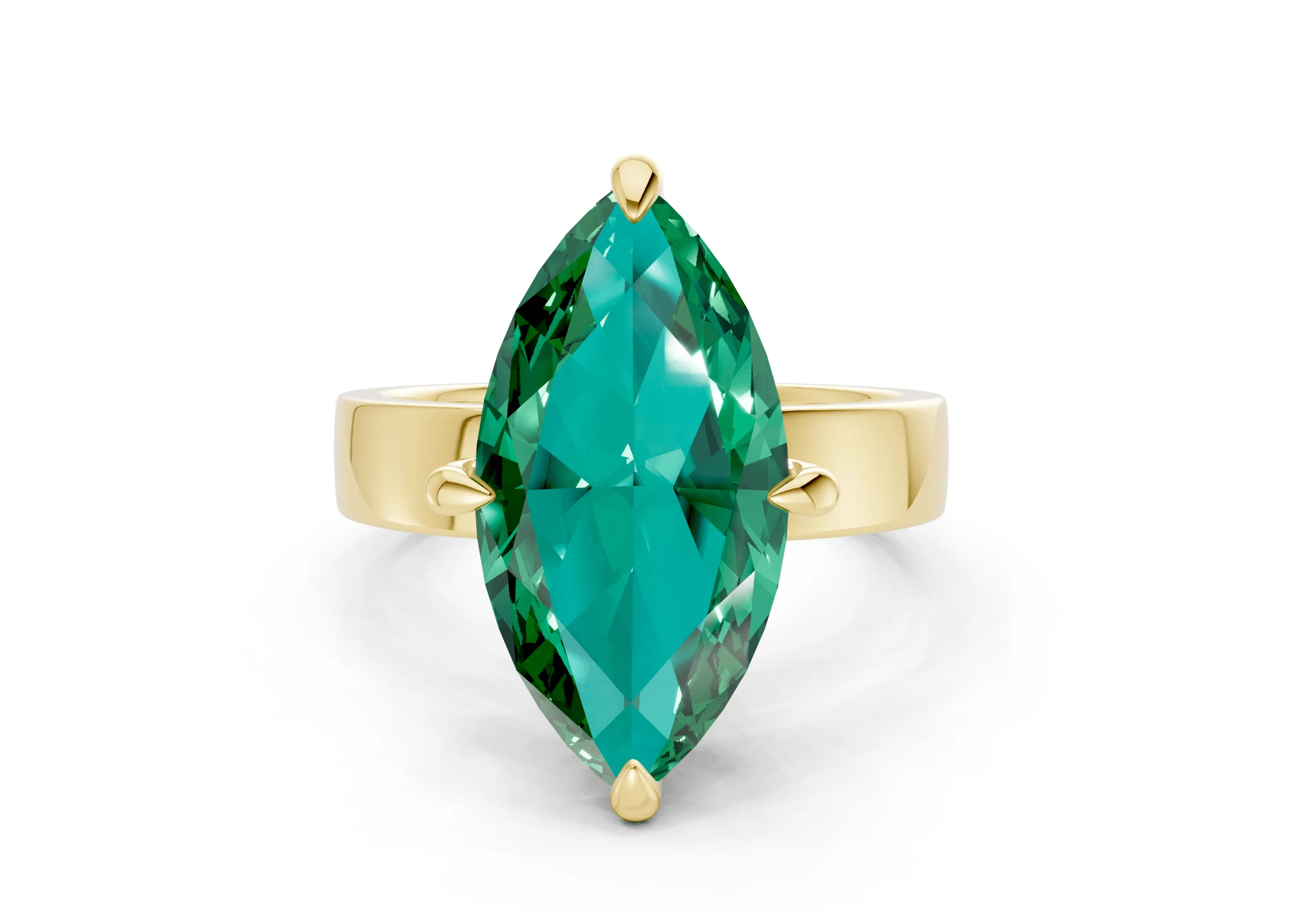 Cascade Emerald Gemstone Solitaire Marquise Cut 4mm Engagement Ring