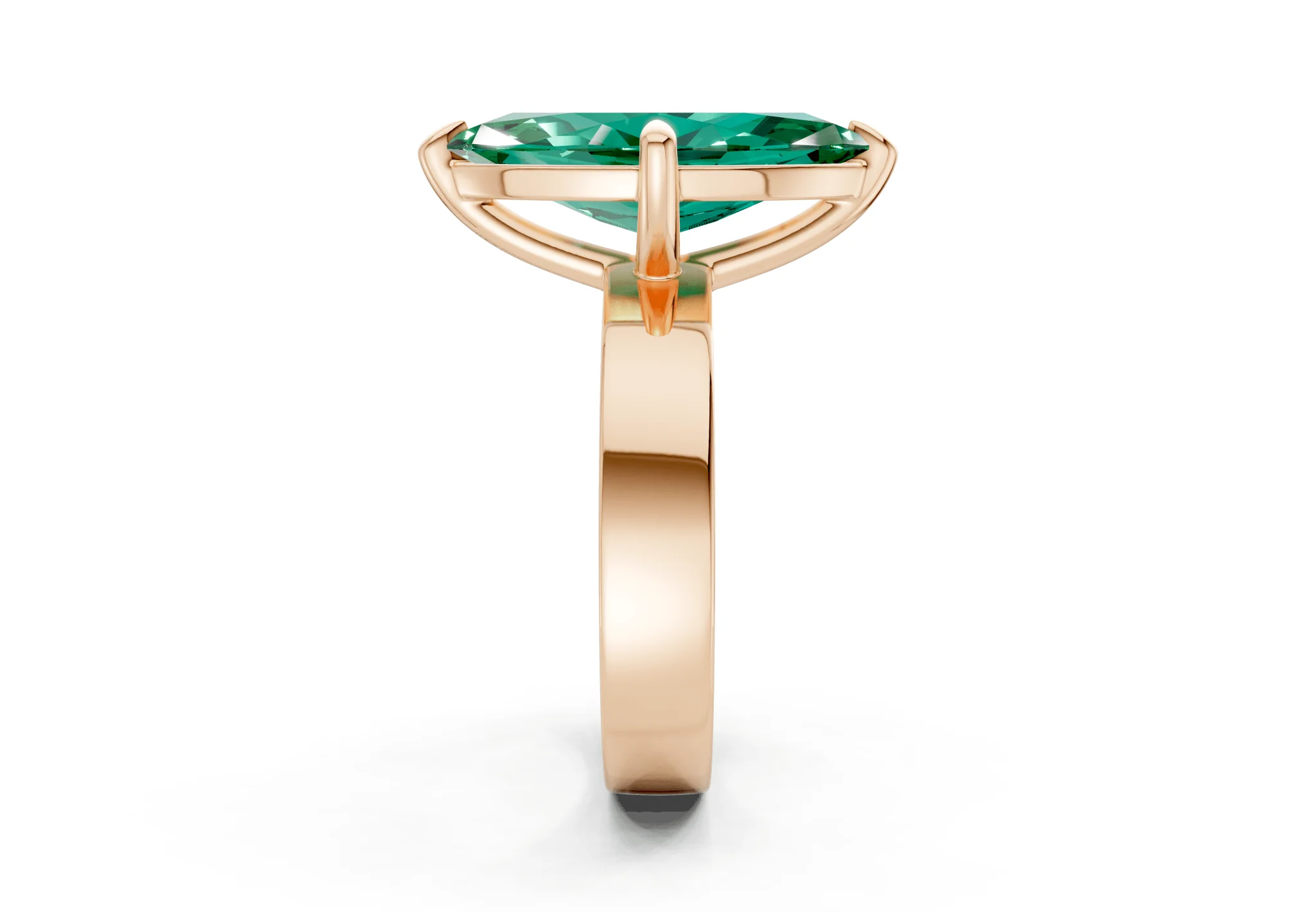 Cascade Emerald Gemstone Solitaire Marquise Cut 4mm Engagement Ring - Image 6