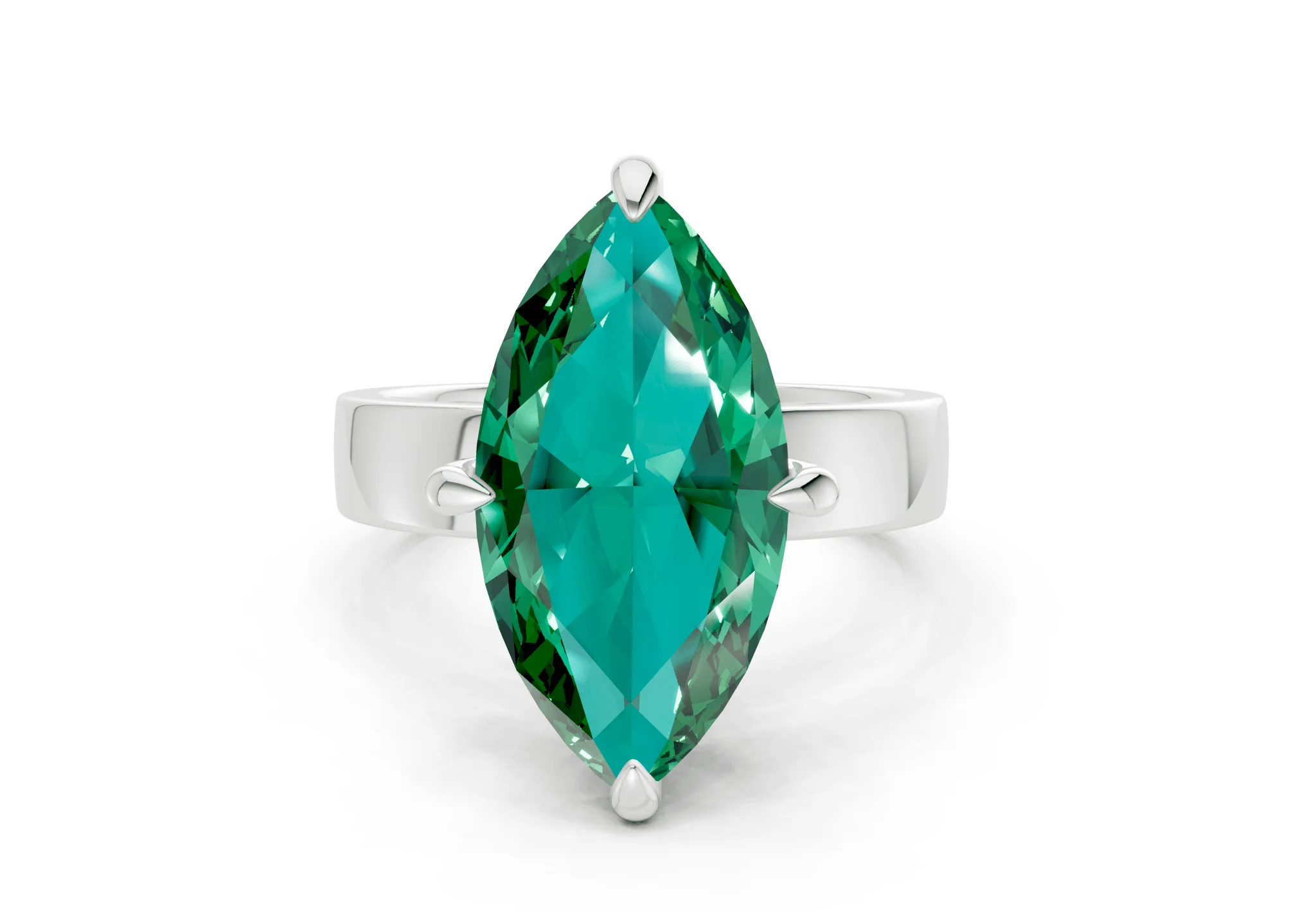 Cascade Emerald Gemstone Solitaire Marquise Cut 4mm Engagement Ring - Image 7