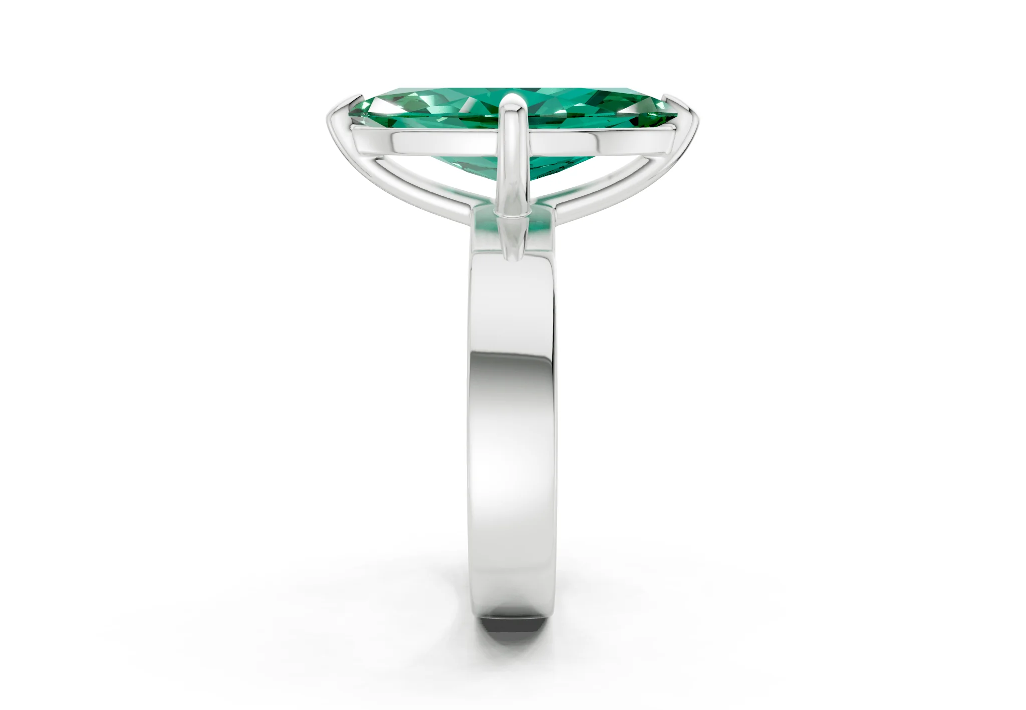 Cascade Emerald Gemstone Solitaire Marquise Cut 4mm Engagement Ring - Image 9