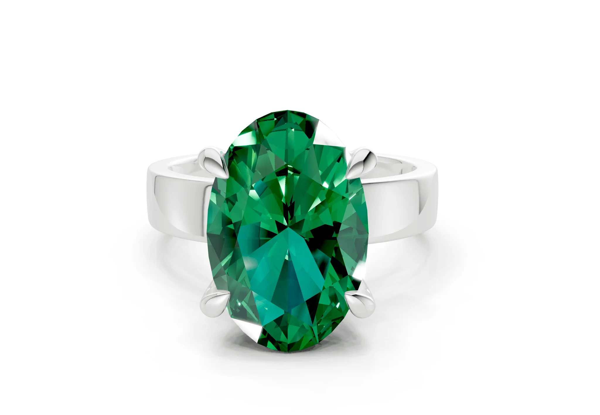 Cascade Emerald Gemstone Solitaire Oval Cut 4mm Engagement Ring - Image 7