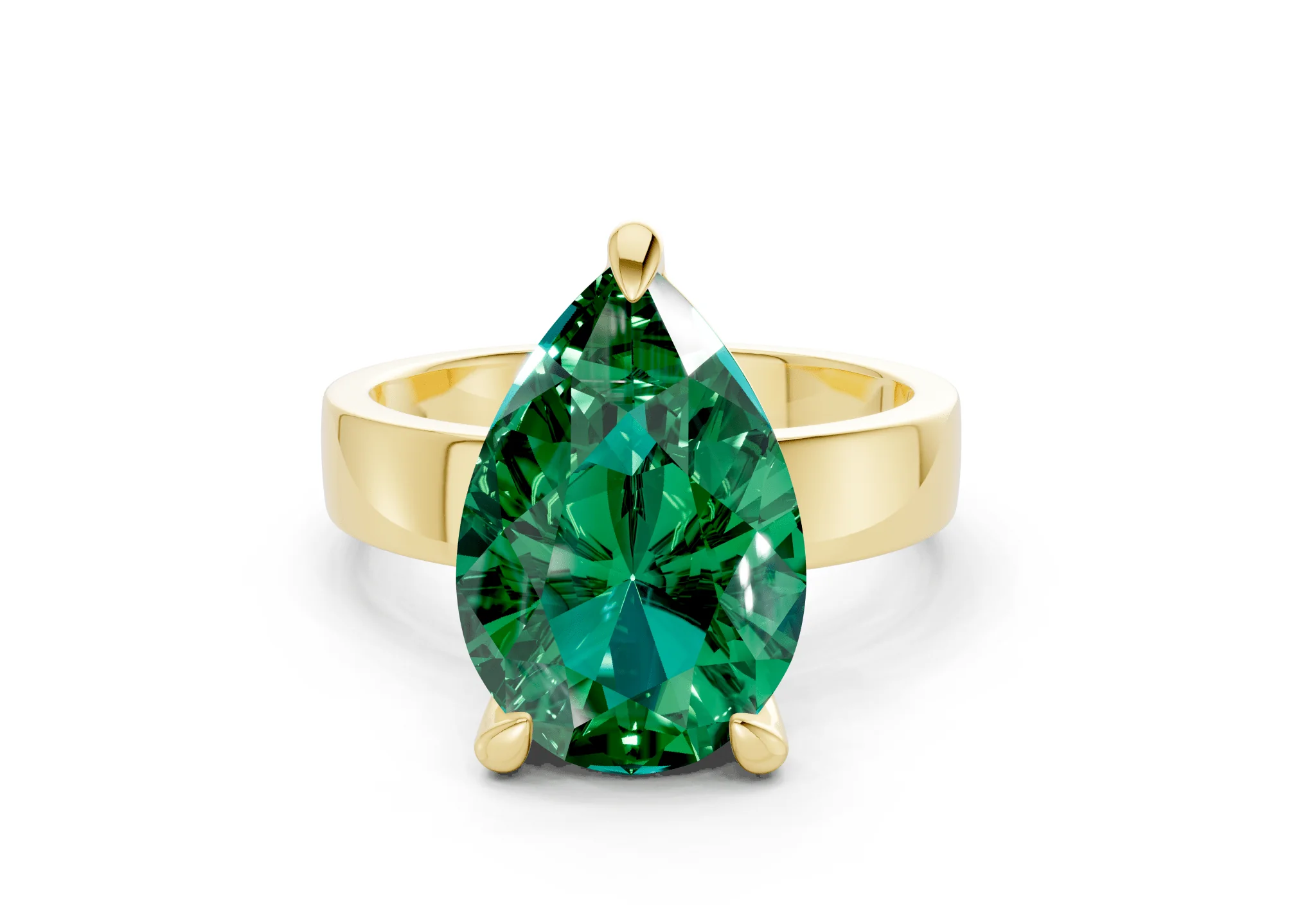 Cascade Emerald Gemstone Solitaire Pear Cut 4mm Engagement Ring