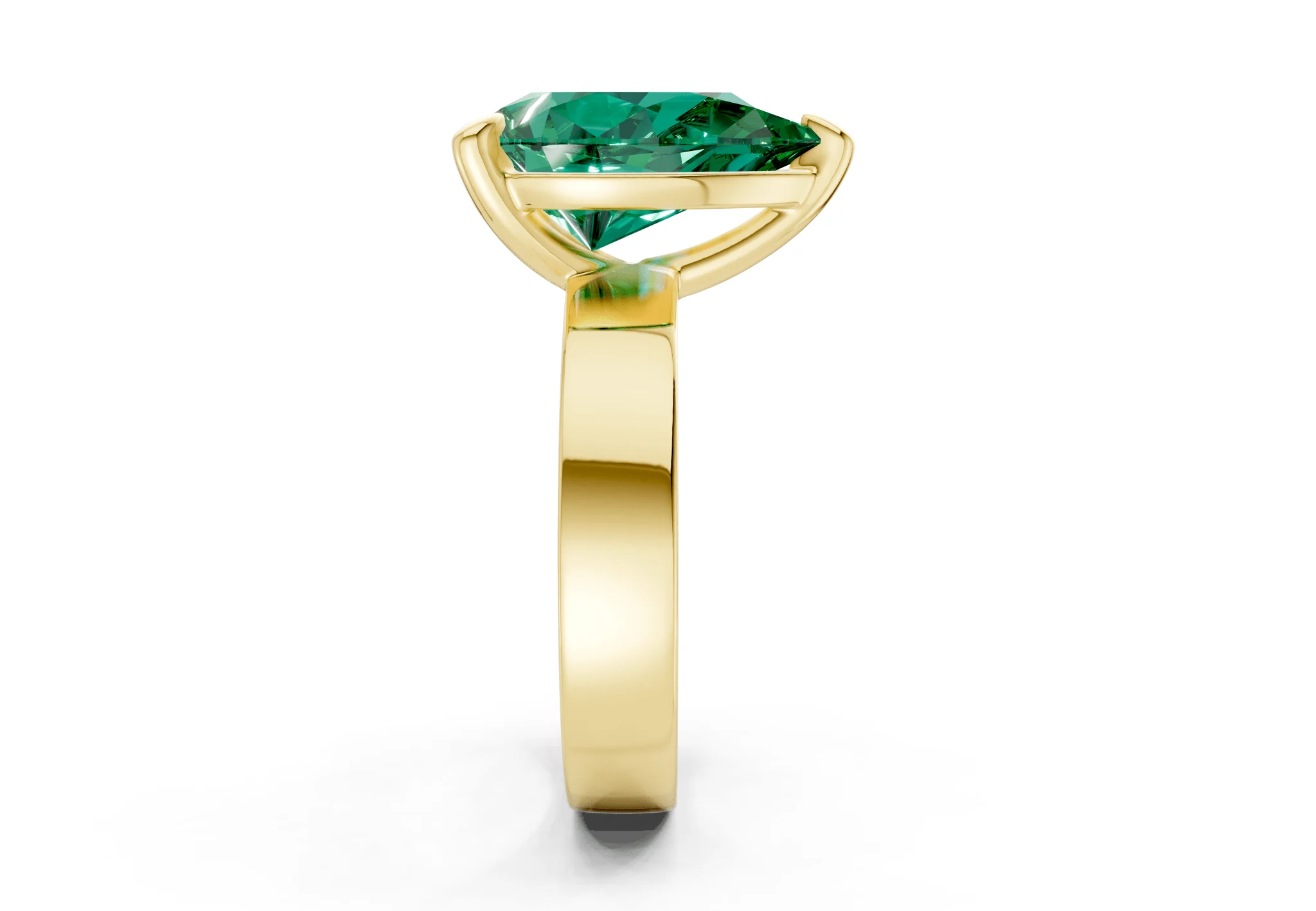 Cascade Emerald Gemstone Solitaire Pear Cut 4mm Engagement Ring - Image 3