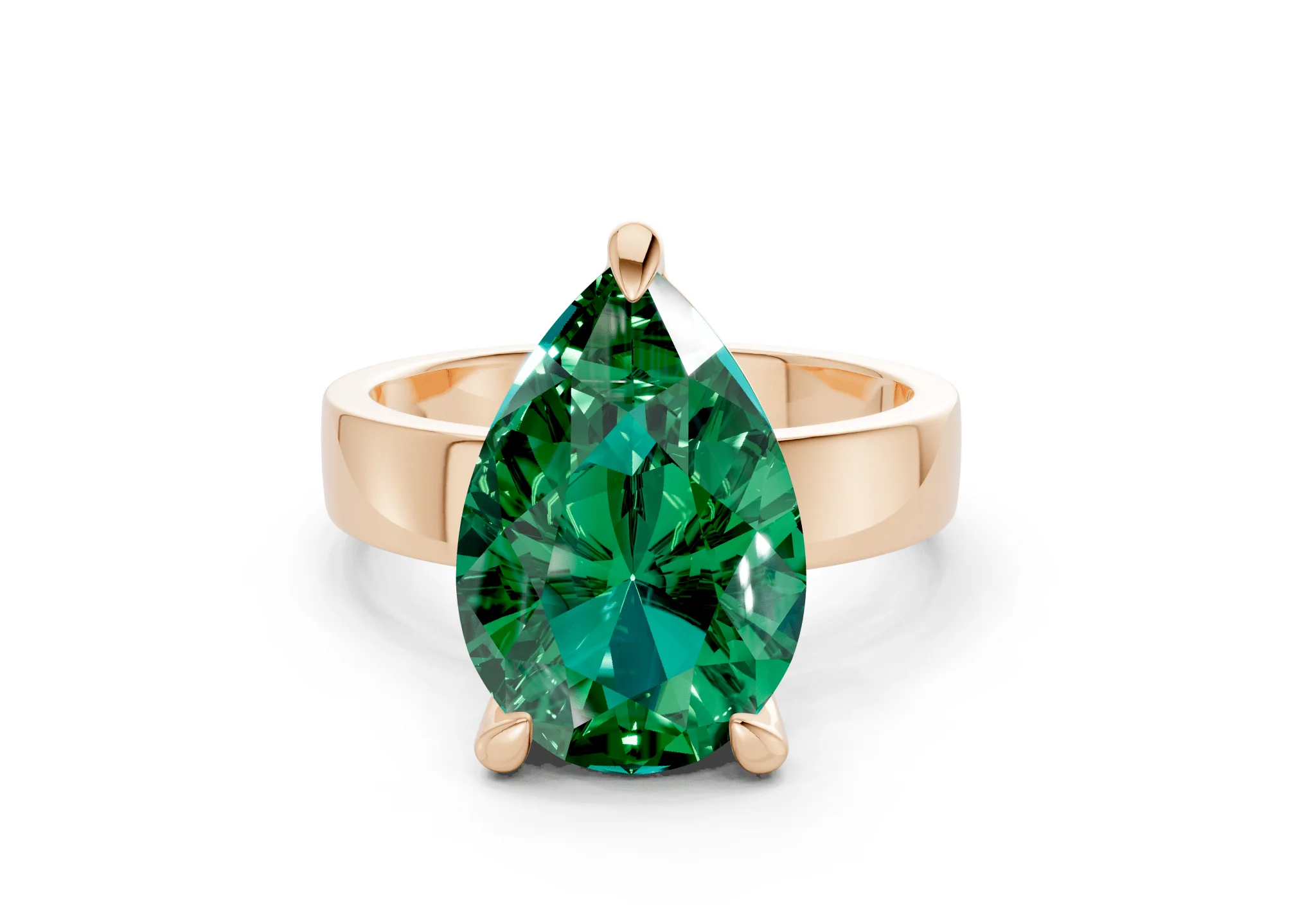 Cascade Emerald Gemstone Solitaire Pear Cut 4mm Engagement Ring - Image 4
