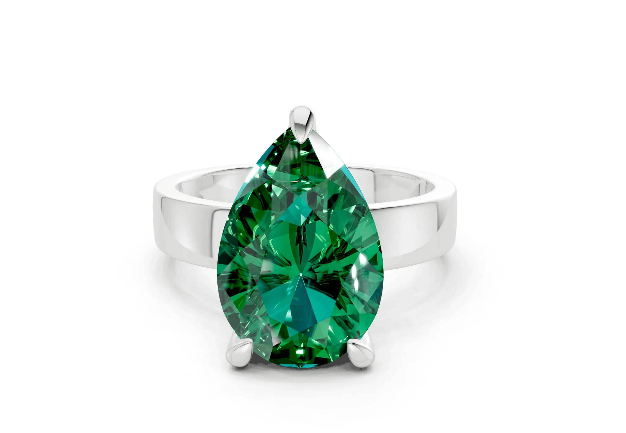 Cascade Emerald Gemstone Solitaire Pear Cut 4mm Engagement Ring - Image 7