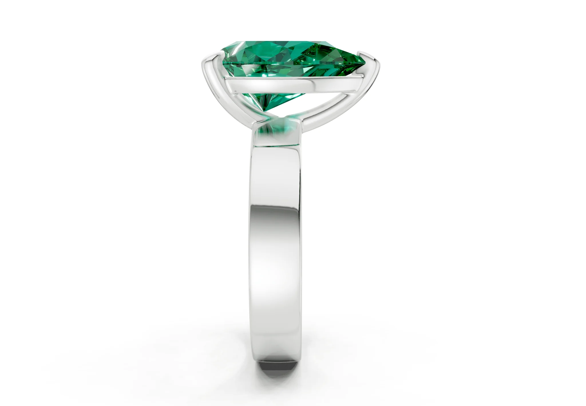 Cascade Emerald Gemstone Solitaire Pear Cut 4mm Engagement Ring - Image 9