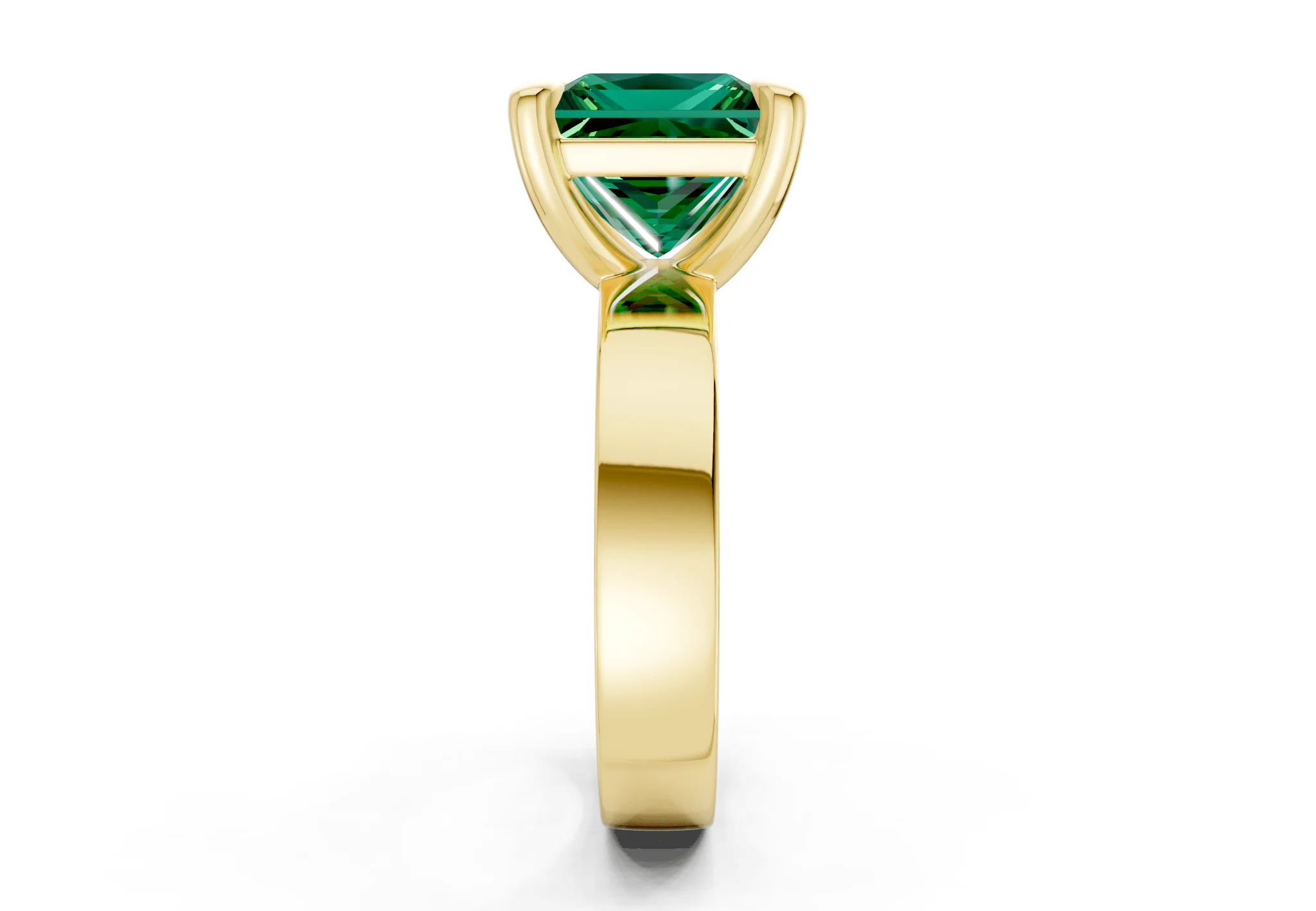 Cascade Emerald Gemstone Solitaire Princess Cut 4mm Engagement Ring - Image 3
