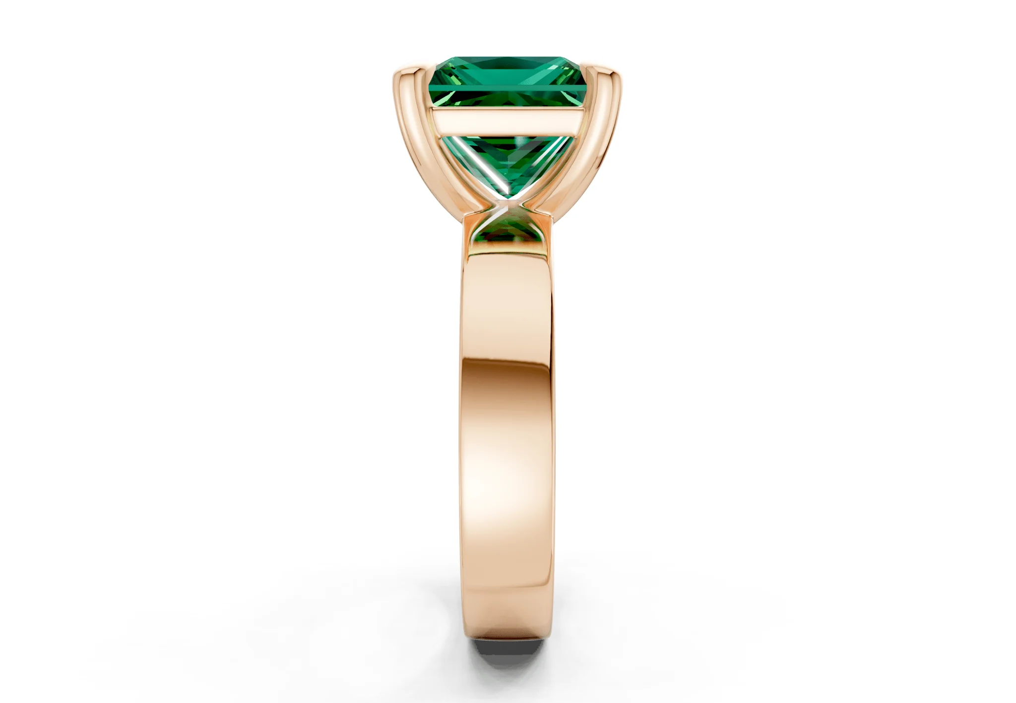 Cascade Emerald Gemstone Solitaire Princess Cut 4mm Engagement Ring - Image 6