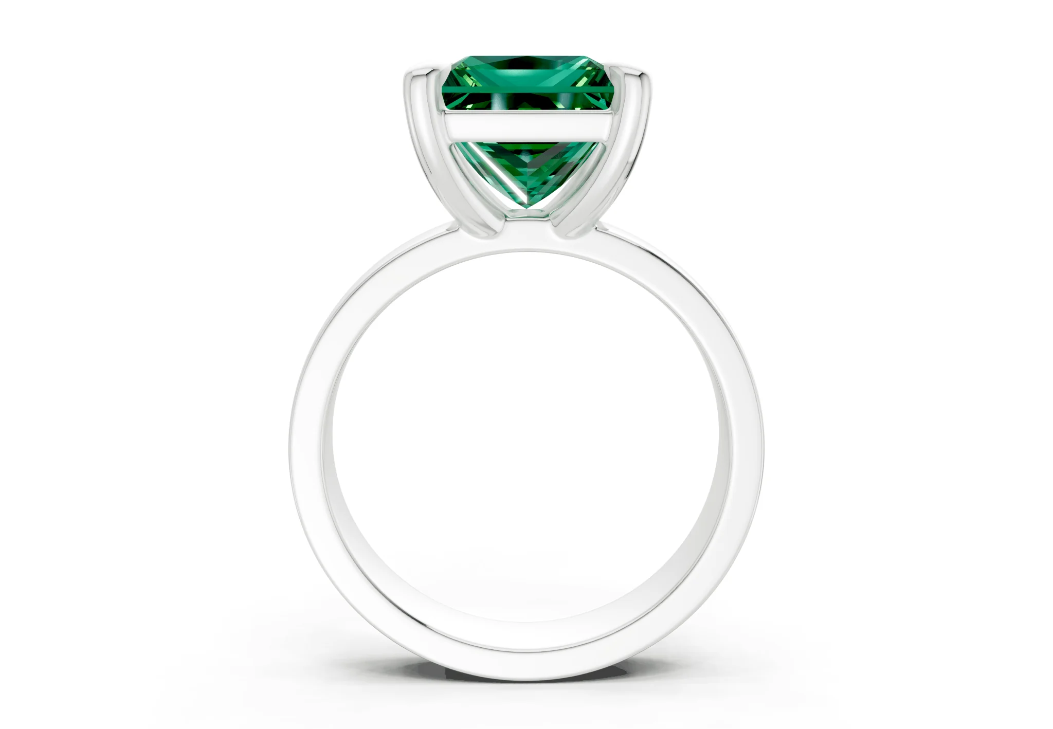 Cascade Emerald Gemstone Solitaire Princess Cut 4mm Engagement Ring - Image 8
