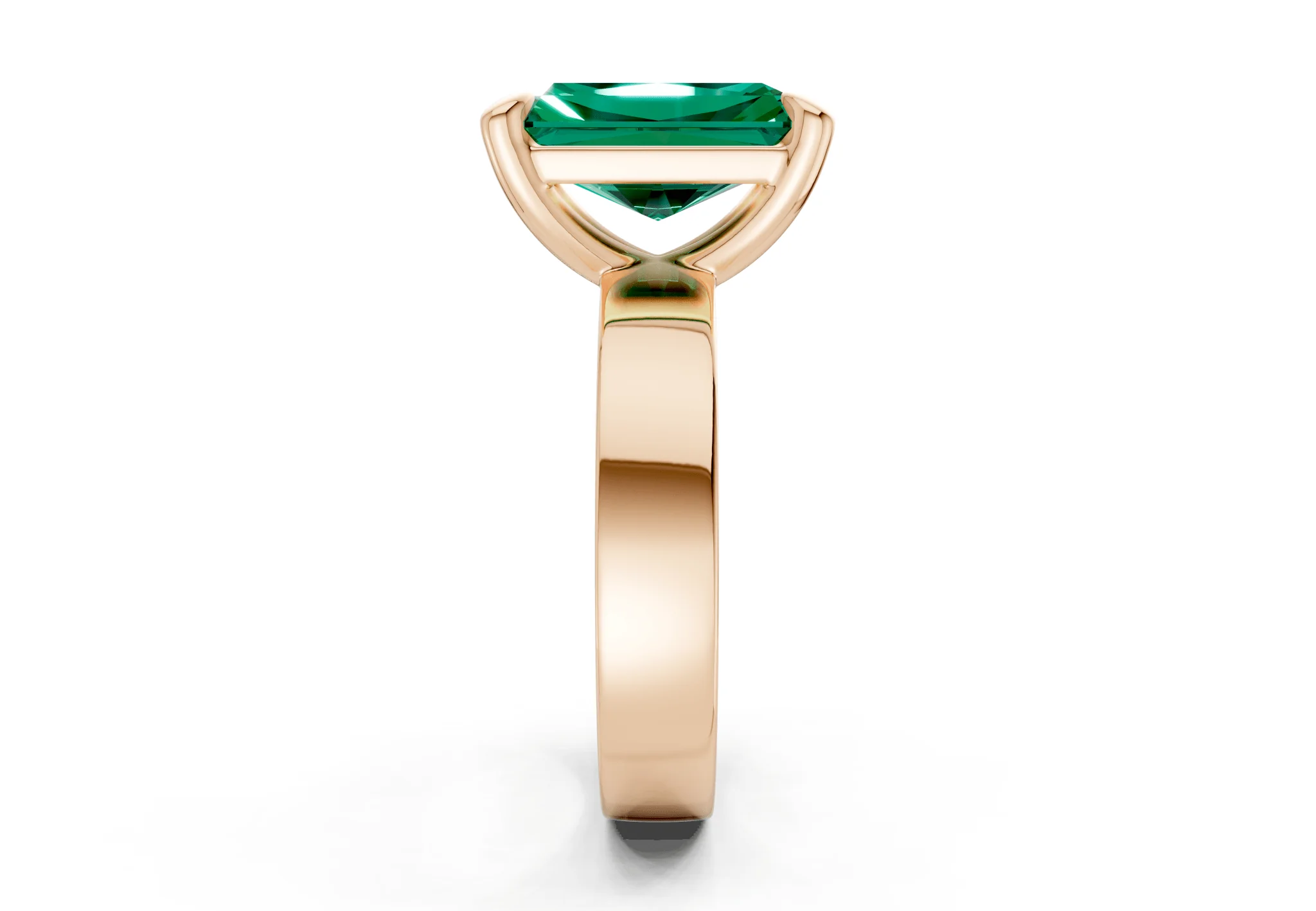 Cascade Emerald Gemstone Solitaire Radiant Cut 4mm Engagement Ring - Image 6