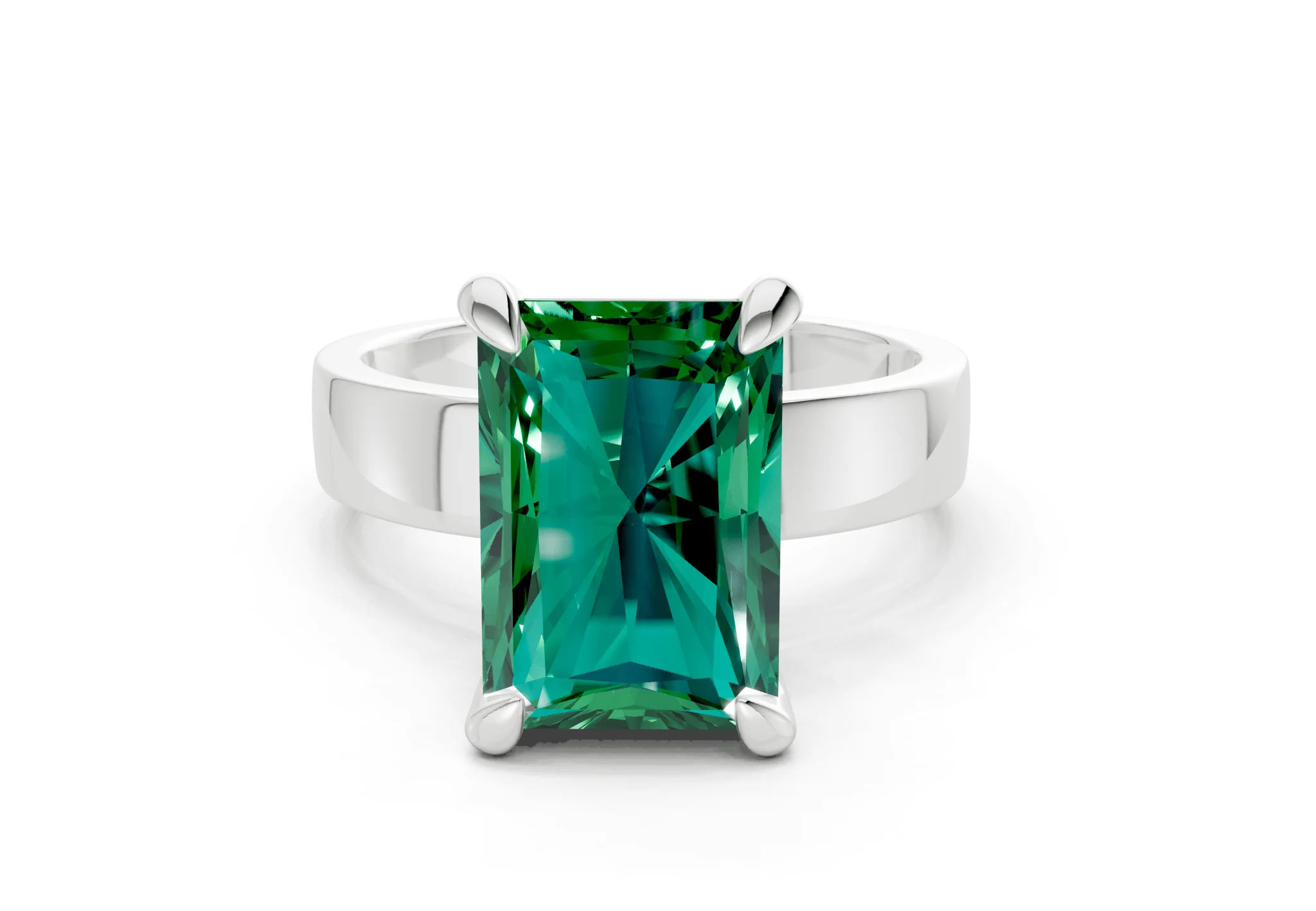 Cascade Emerald Gemstone Solitaire Radiant Cut 4mm Engagement Ring - Image 7