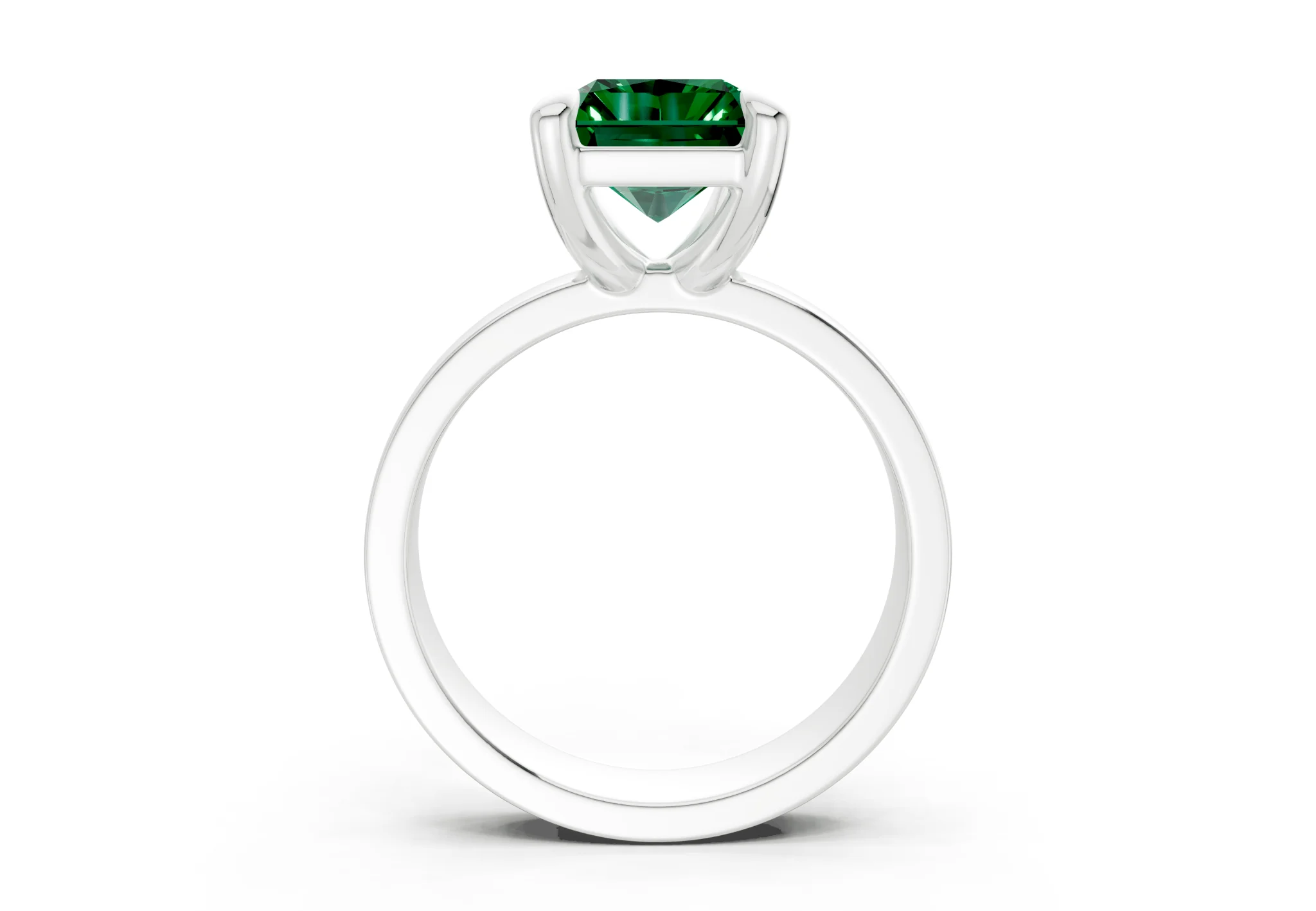 Cascade Emerald Gemstone Solitaire Radiant Cut 4mm Engagement Ring - Image 8