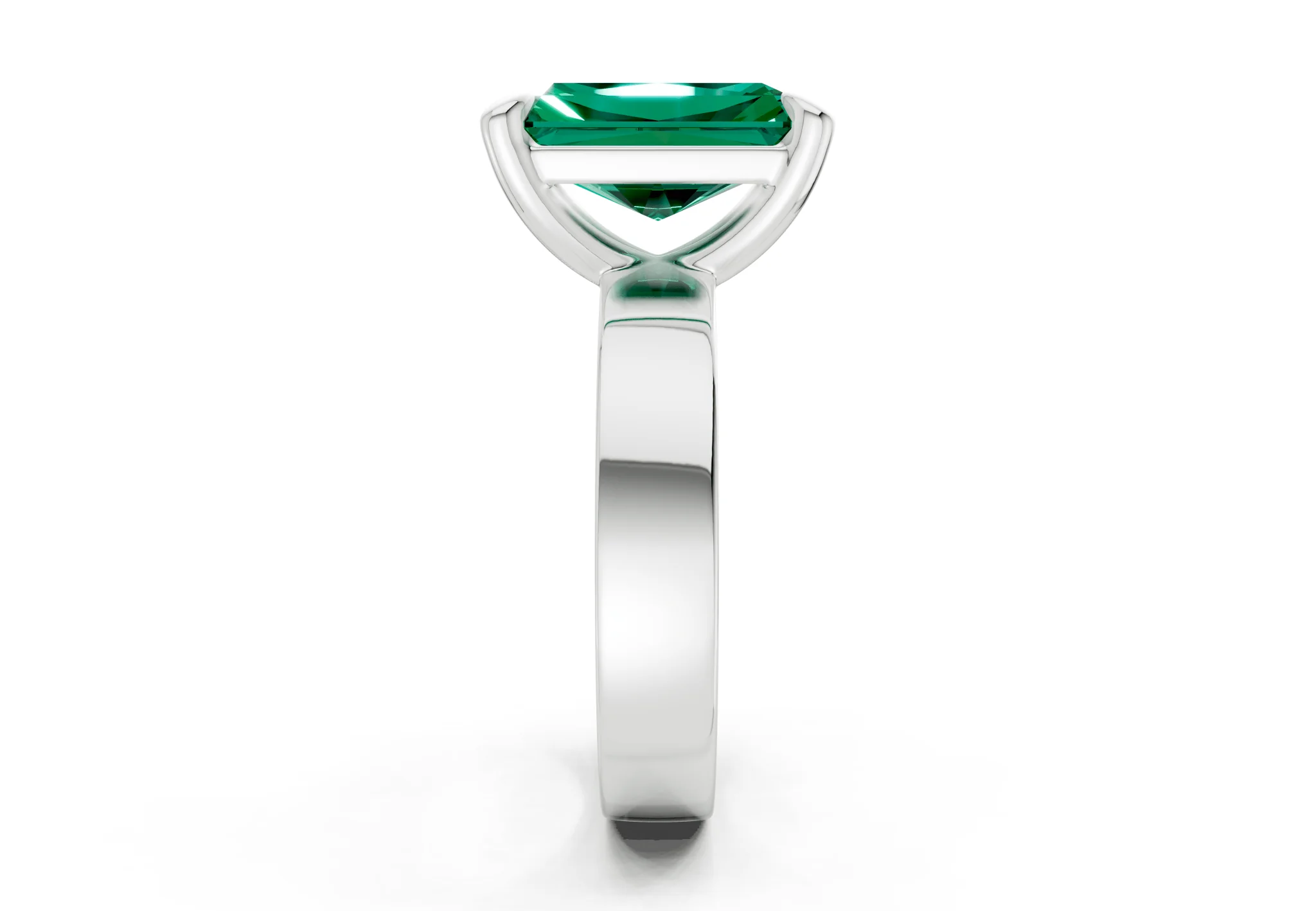 Cascade Emerald Gemstone Solitaire Radiant Cut 4mm Engagement Ring - Image 9