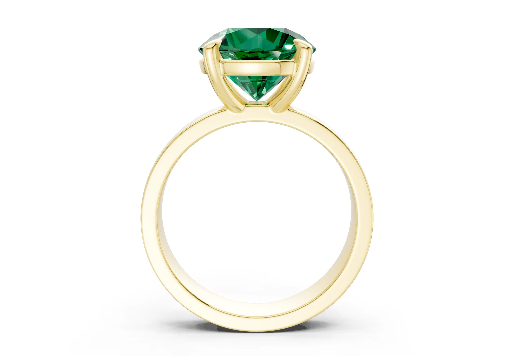 Cascade Emerald Gemstone Solitaire Round Cut 4mm Engagement Ring - Image 2