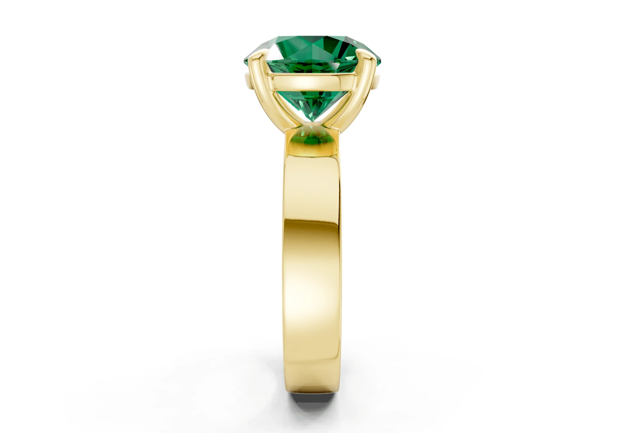 Cascade Emerald Gemstone Solitaire Round Cut 4mm Engagement Ring - Image 3