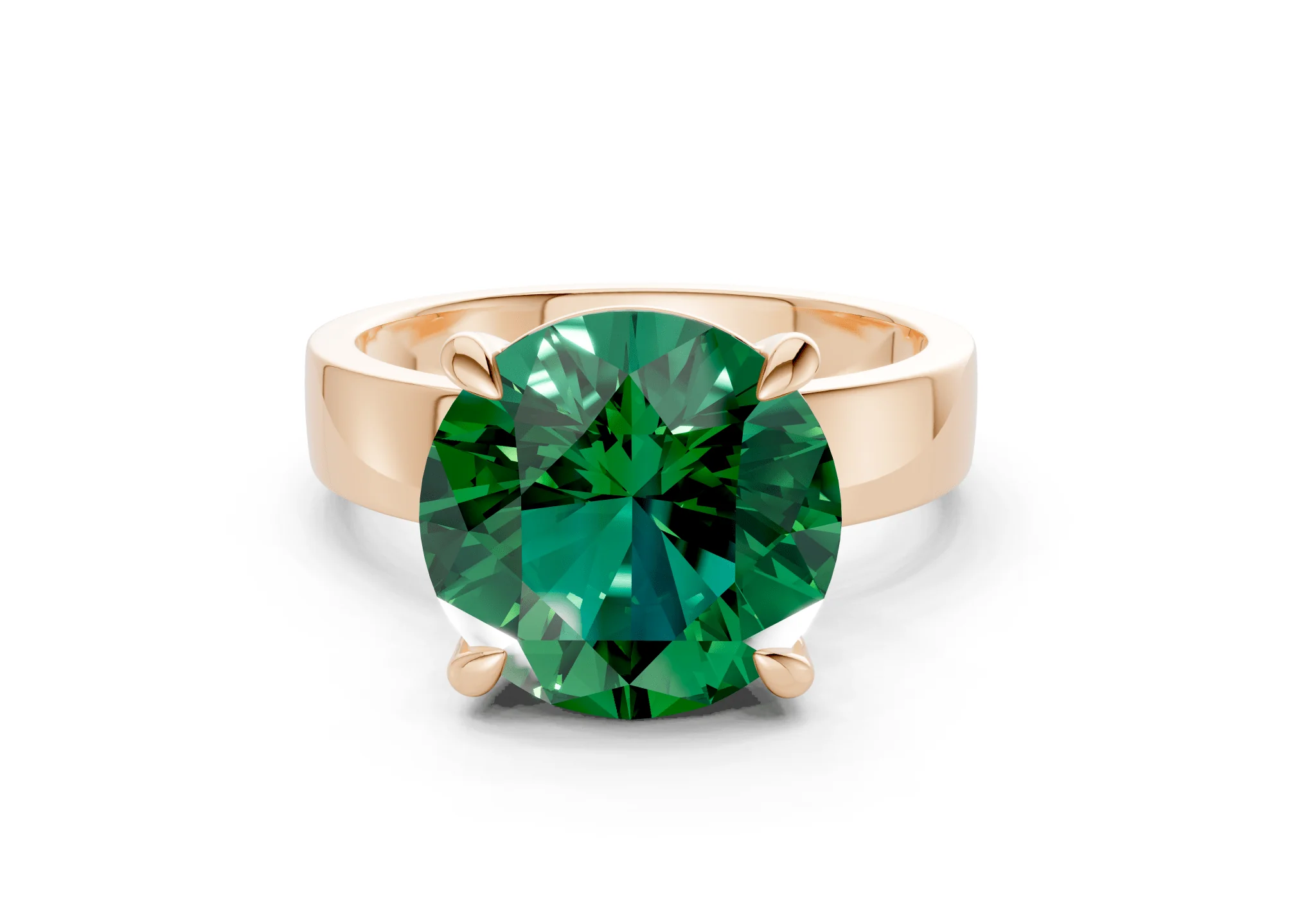 Cascade Emerald Gemstone Solitaire Round Cut 4mm Engagement Ring - Image 4