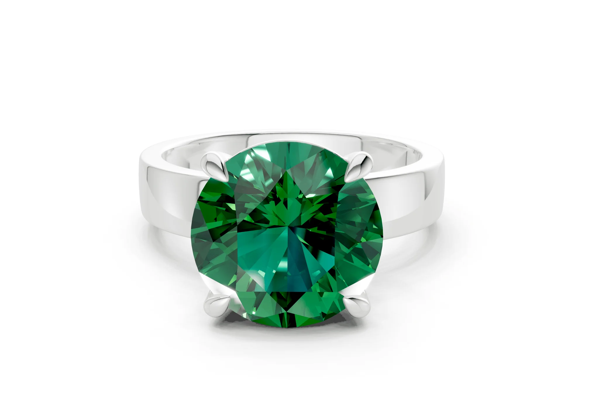 Cascade Emerald Gemstone Solitaire Round Cut 4mm Engagement Ring - Image 7