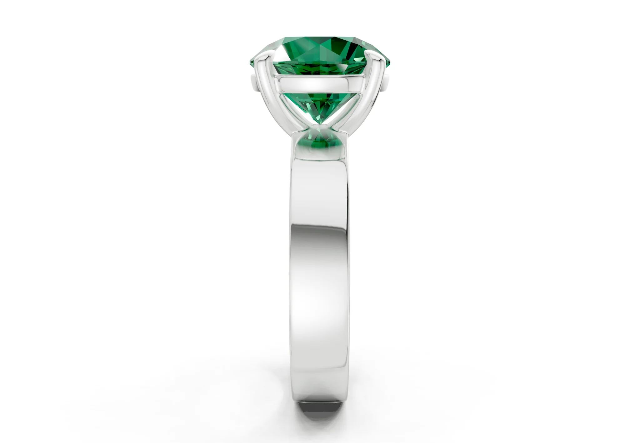 Cascade Emerald Gemstone Solitaire Round Cut 4mm Engagement Ring - Image 9