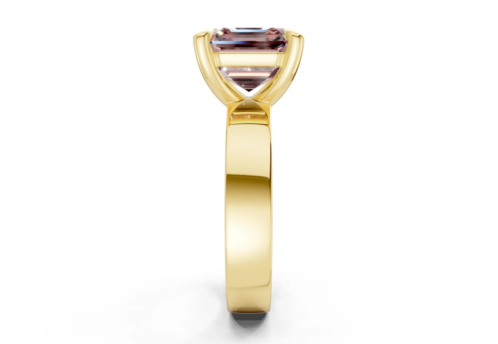 Cascade Pink Diamond Solitaire Asscher Cut 4mm Engagement Ring - Image 3