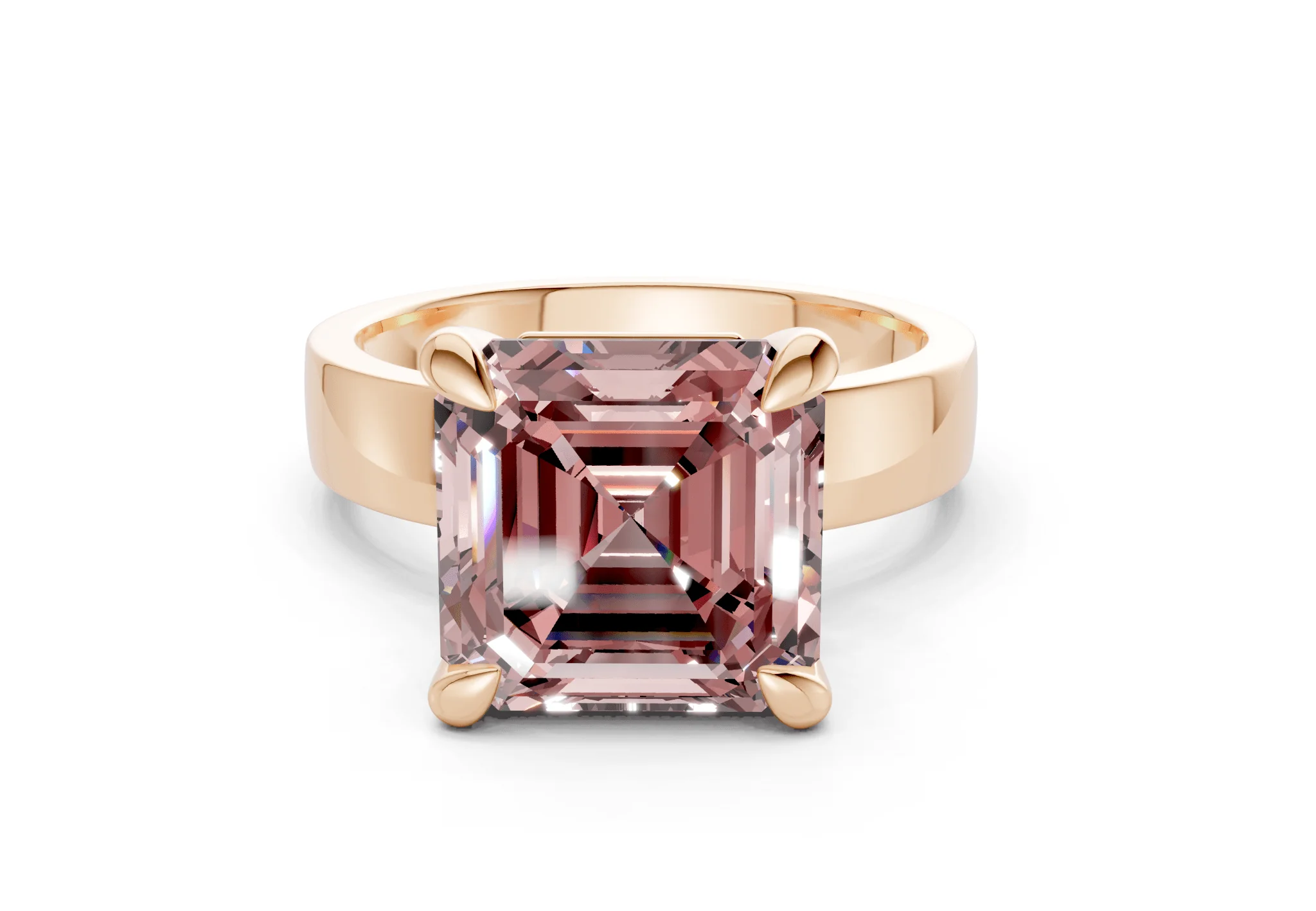 Cascade Pink Diamond Solitaire Asscher Cut 4mm Engagement Ring - Image 4