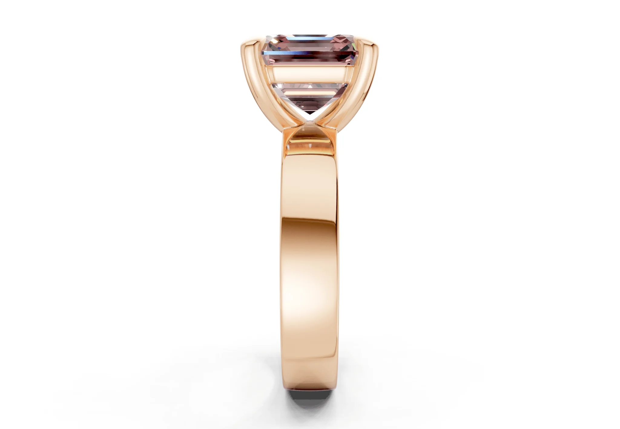 Cascade Pink Diamond Solitaire Asscher Cut 4mm Engagement Ring - Image 6
