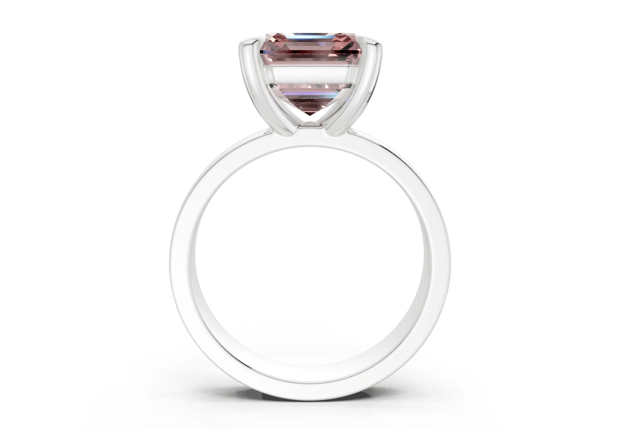Cascade Pink Diamond Solitaire Asscher Cut 4mm Engagement Ring - Image 8