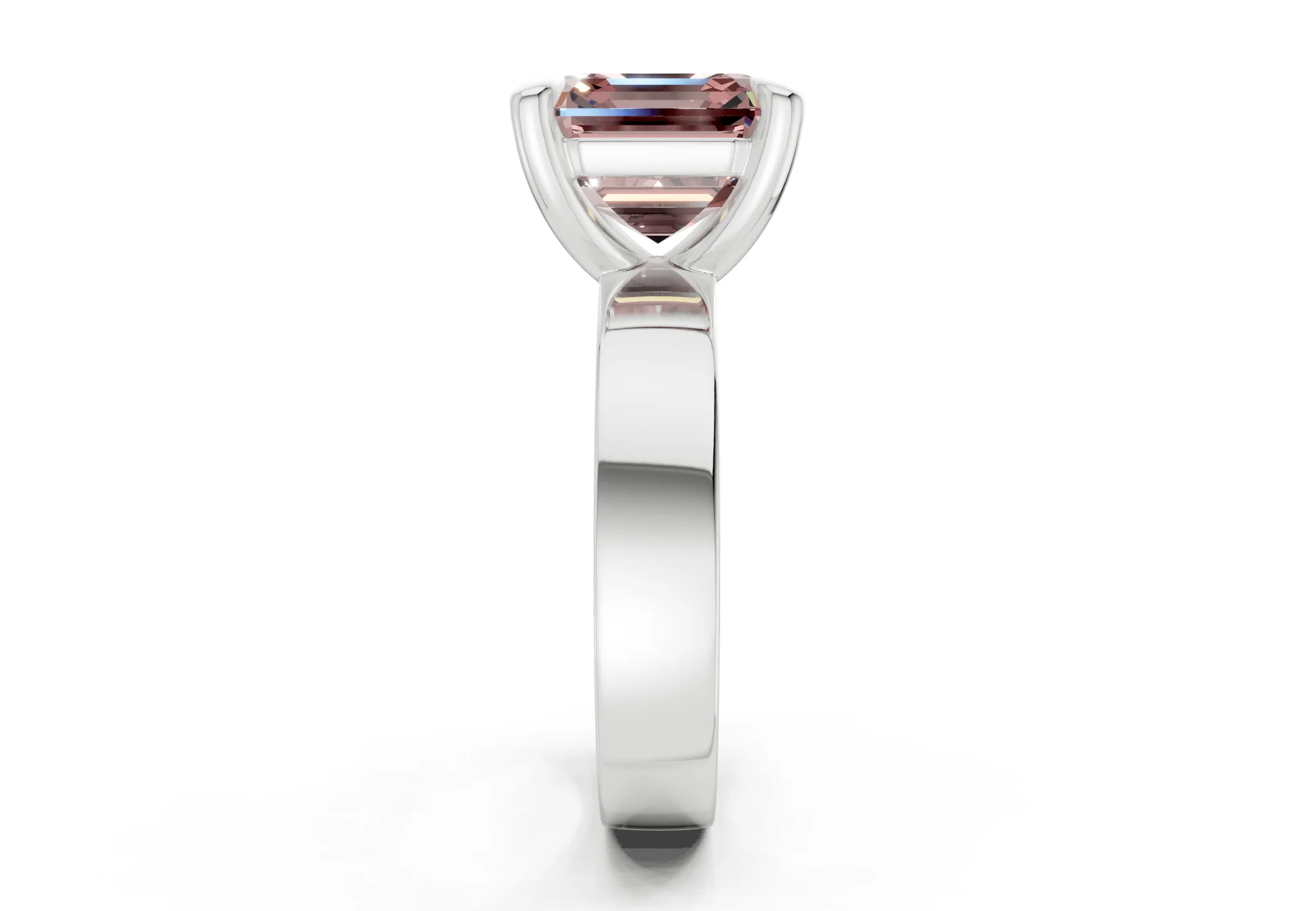 Cascade Pink Diamond Solitaire Asscher Cut 4mm Engagement Ring - Image 9