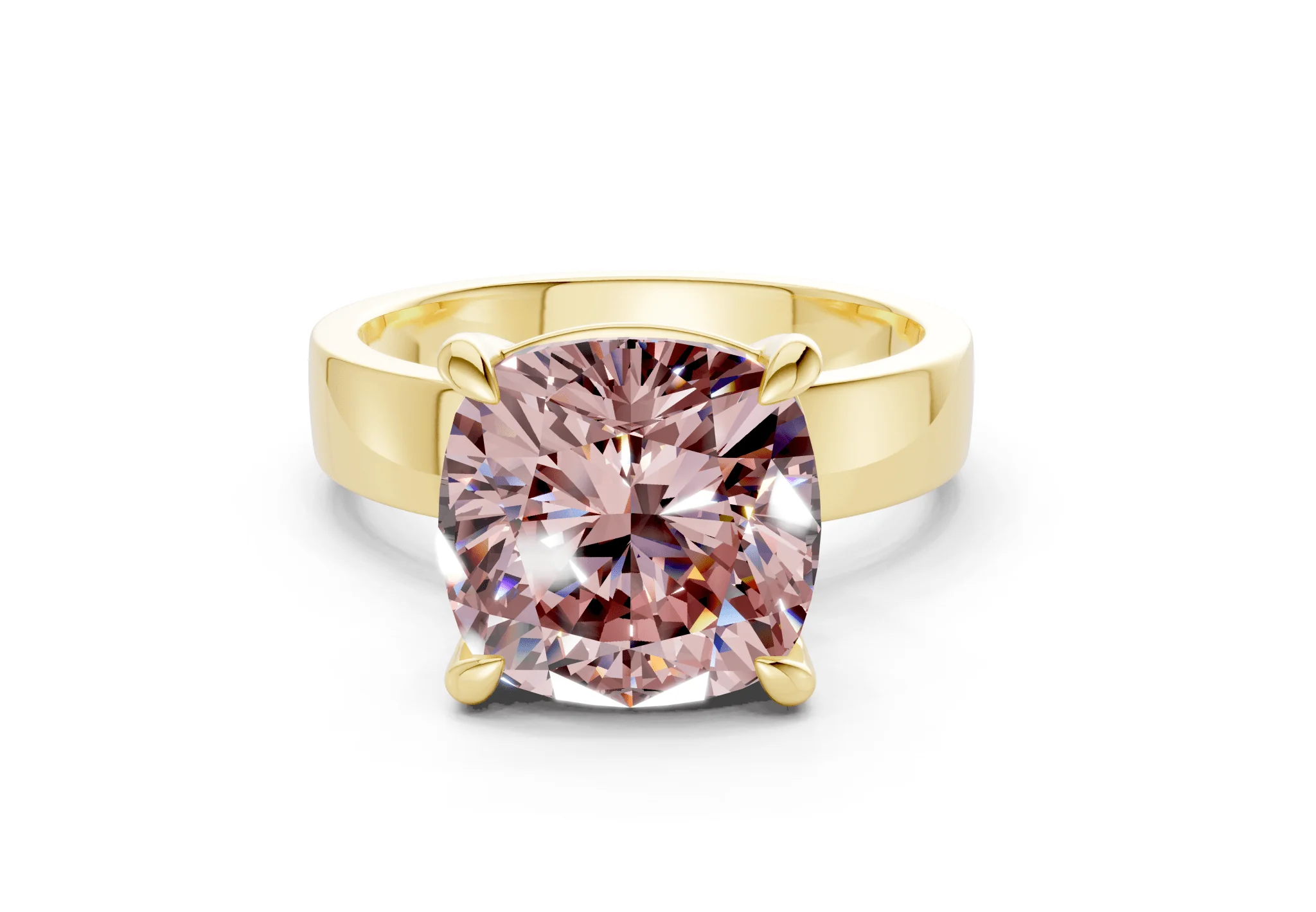 Cascade Pink Diamond Solitaire Cushion Squareuare Cut 4mm Engagement Ring