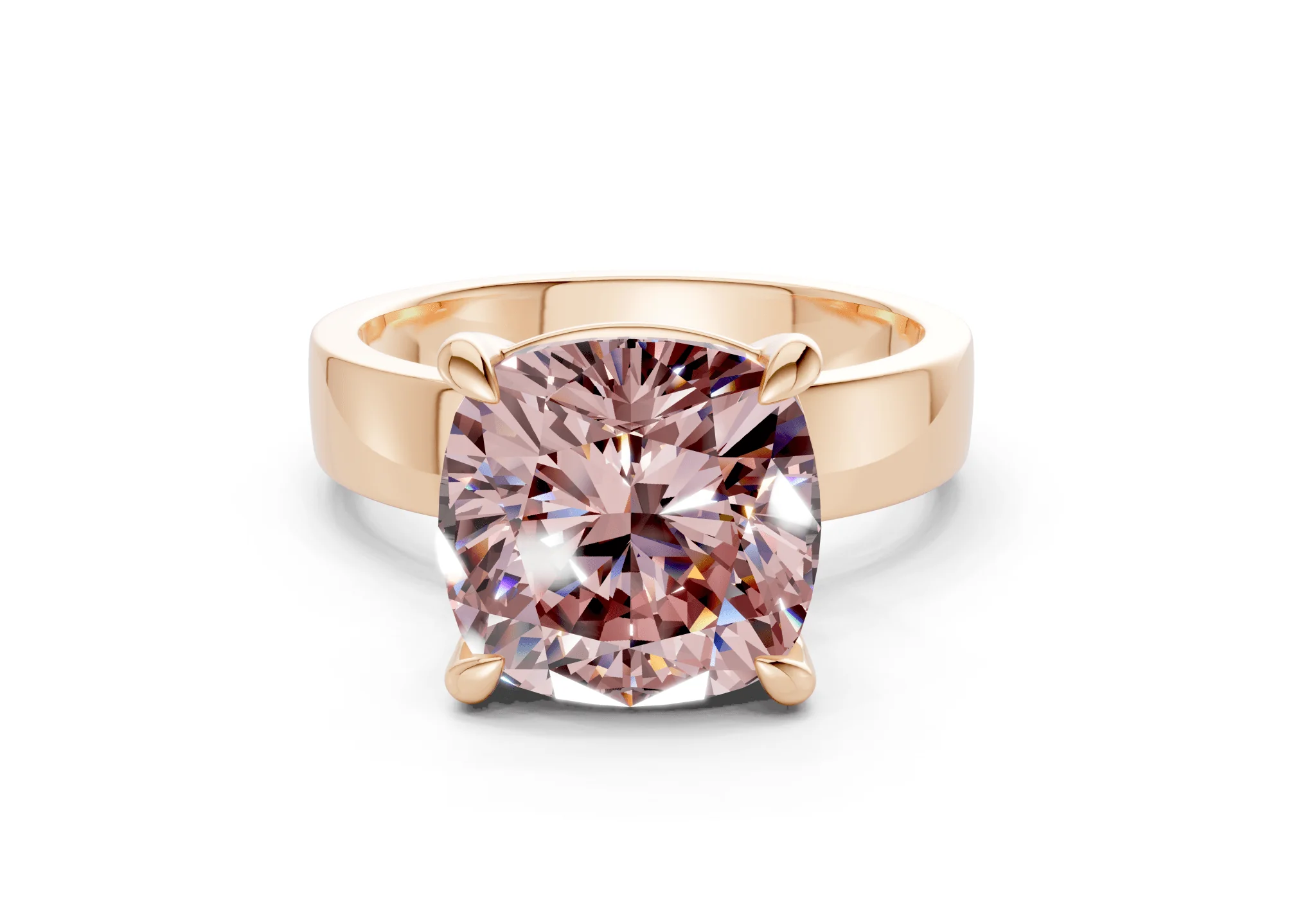 Cascade Pink Diamond Solitaire Cushion Squareuare Cut 4mm Engagement Ring - Image 4