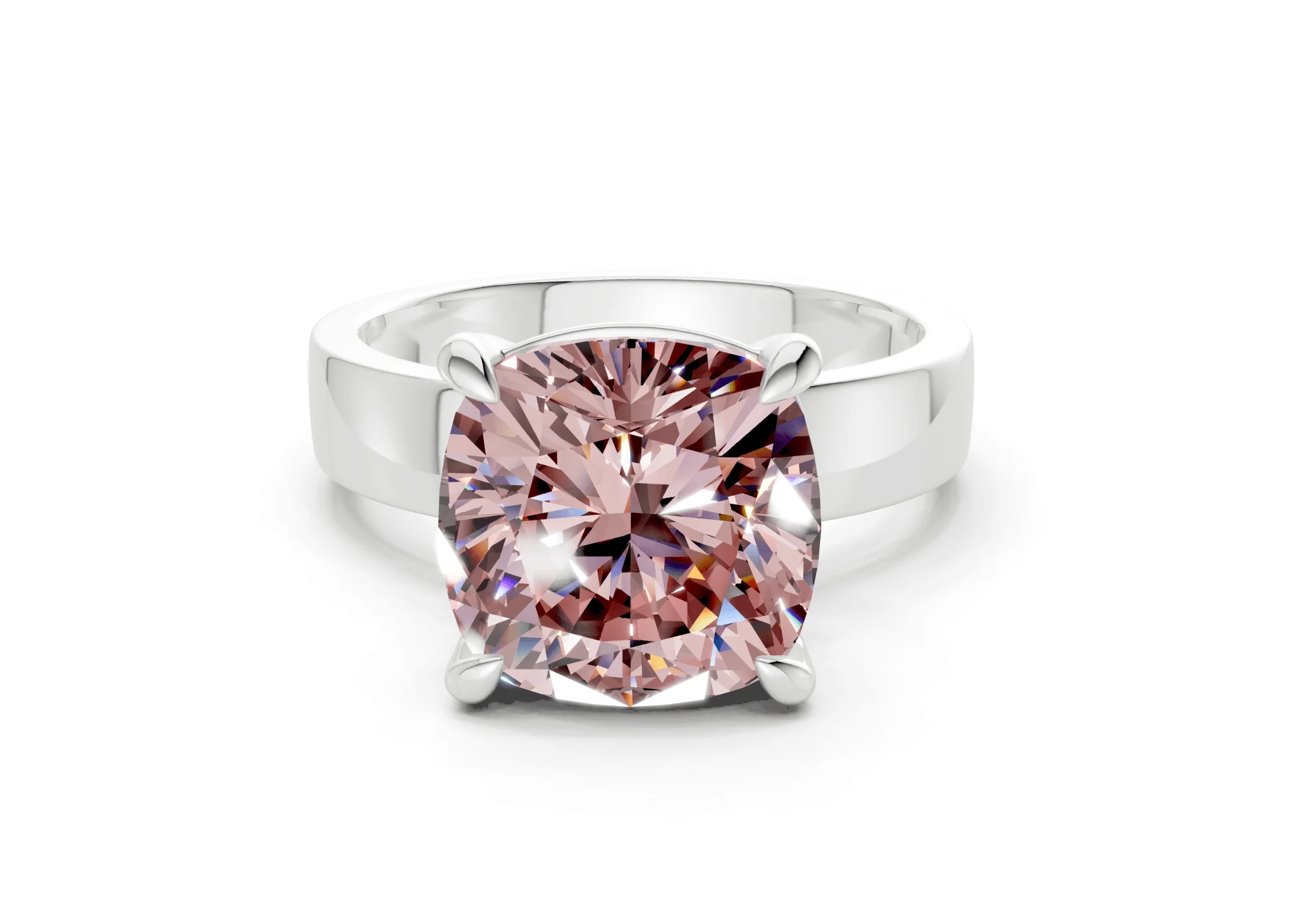 Cascade Pink Diamond Solitaire Cushion Squareuare Cut 4mm Engagement Ring - Image 7