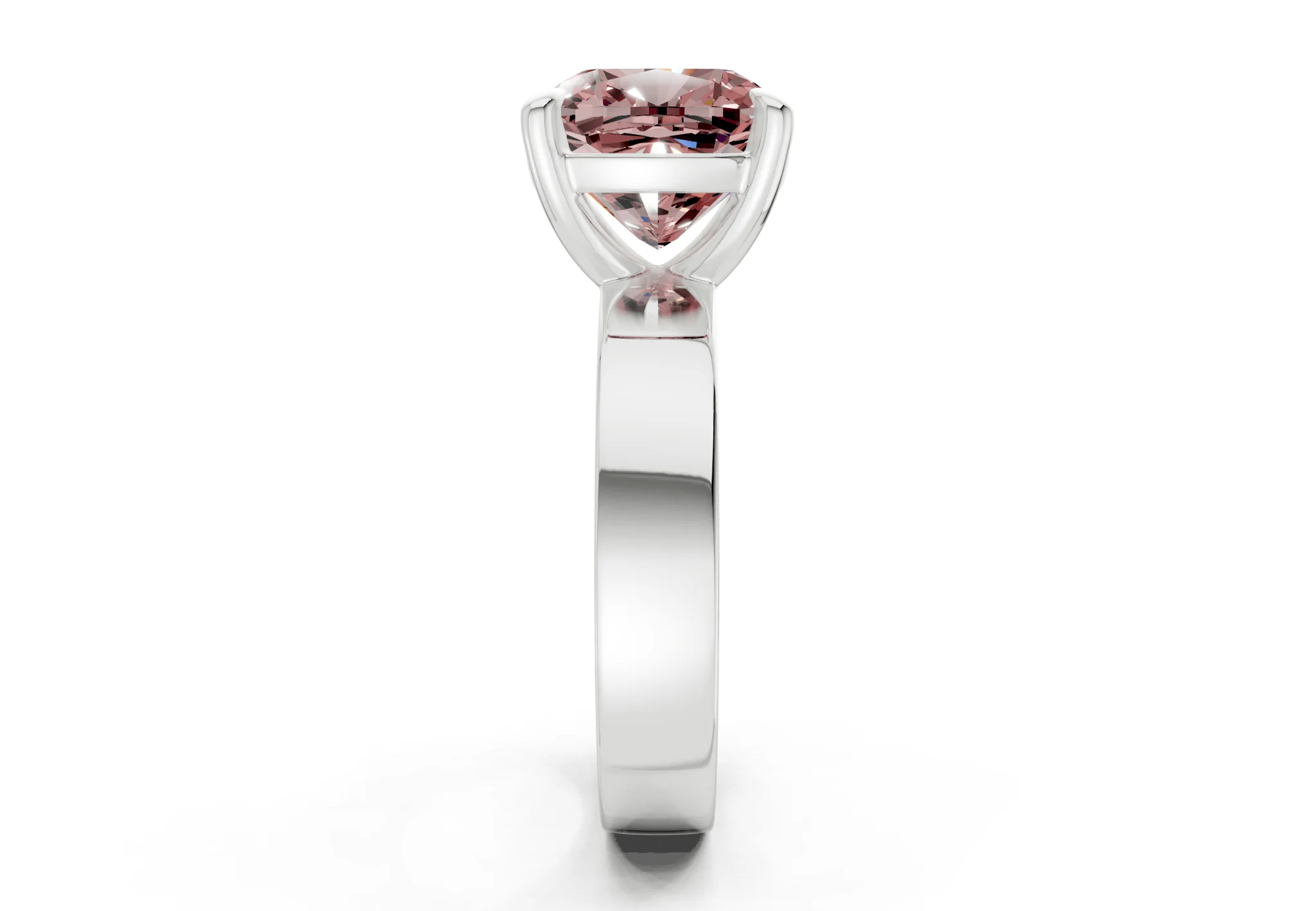 Cascade Pink Diamond Solitaire Cushion Squareuare Cut 4mm Engagement Ring - Image 9