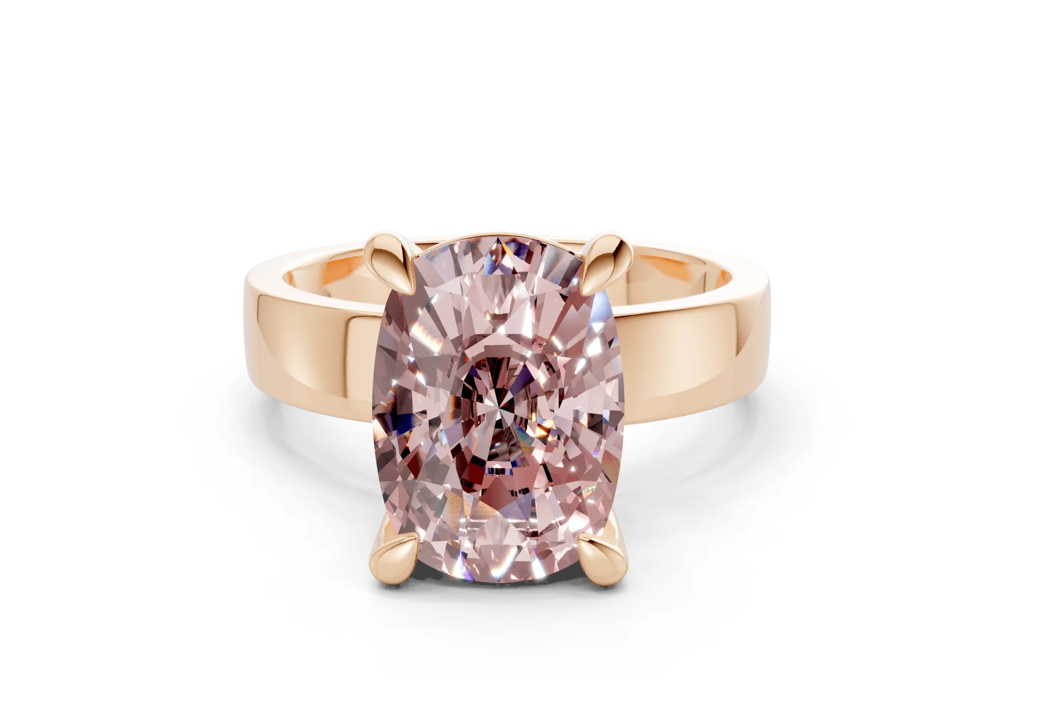 Cascade Pink Diamond Solitaire Elongated Cushion Cut 4mm Engagement Ring - Image 4
