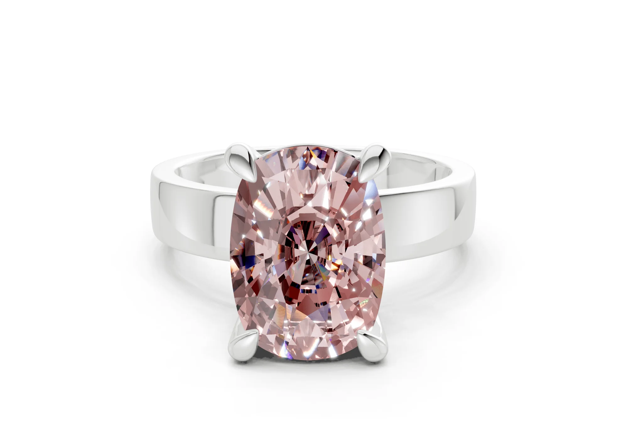 Cascade Pink Diamond Solitaire Elongated Cushion Cut 4mm Engagement Ring - Image 7