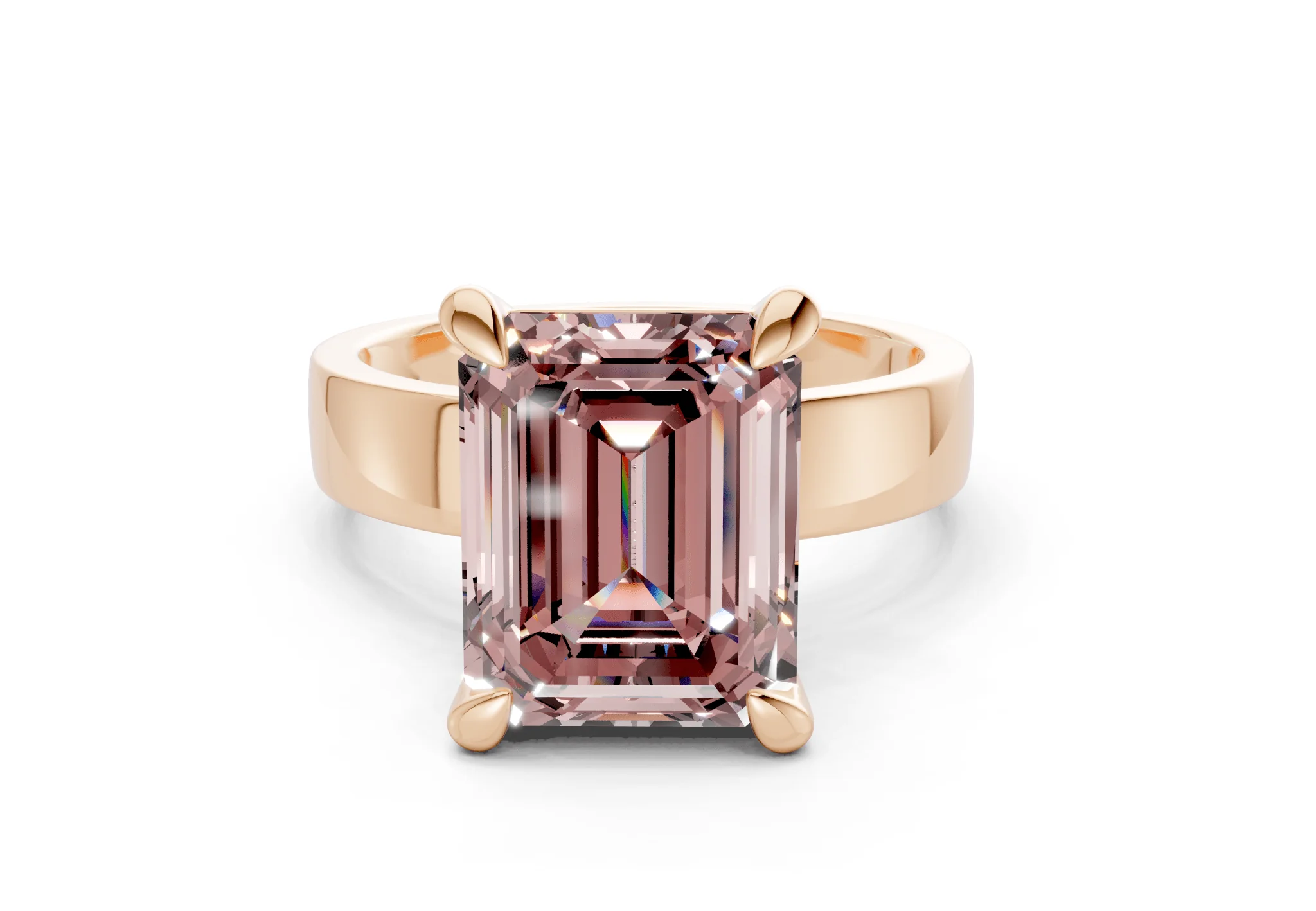 Cascade Pink Diamond Solitaire Emerald Cut 4mm Engagement Ring - Image 4