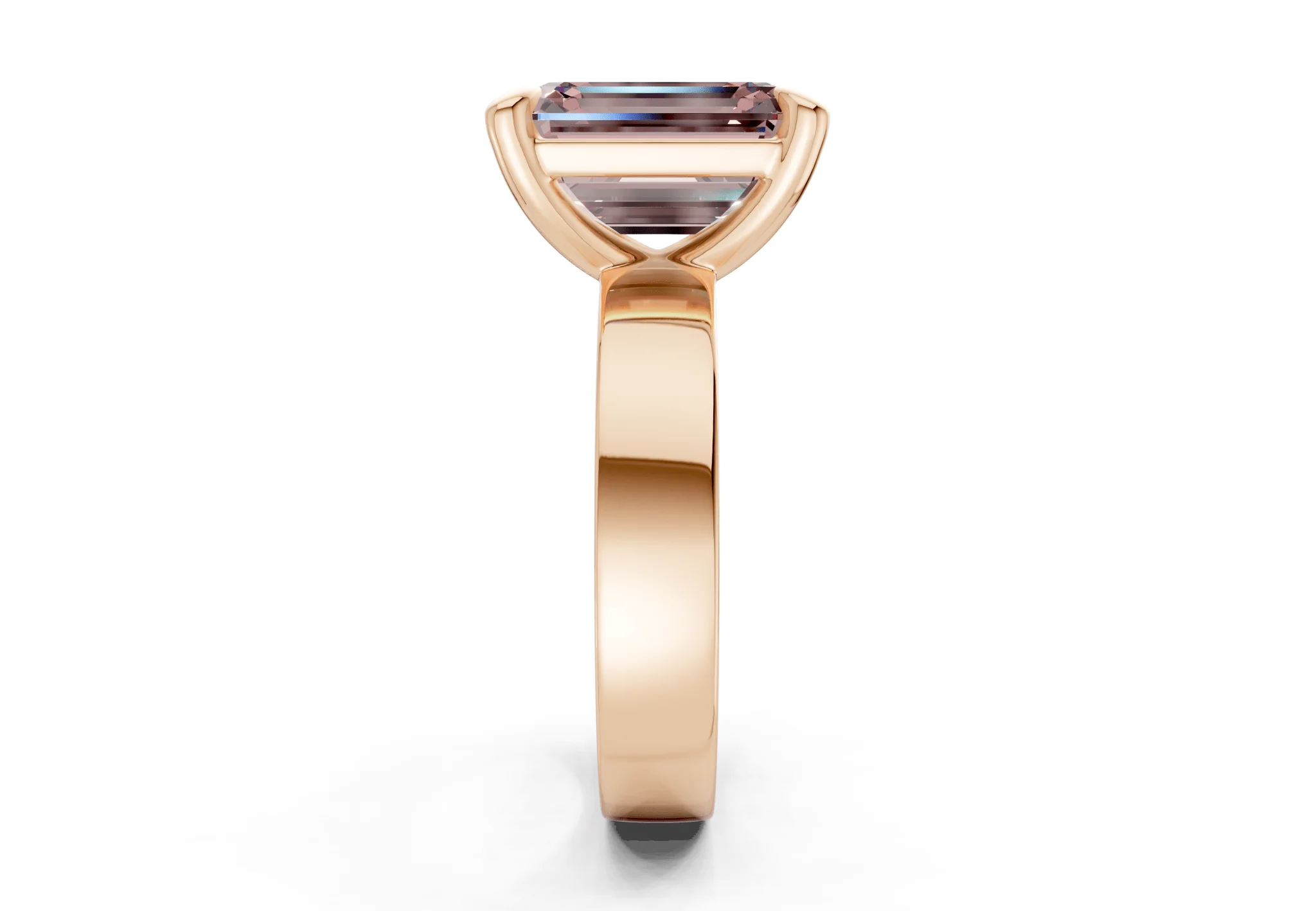 Cascade Pink Diamond Solitaire Emerald Cut 4mm Engagement Ring - Image 6
