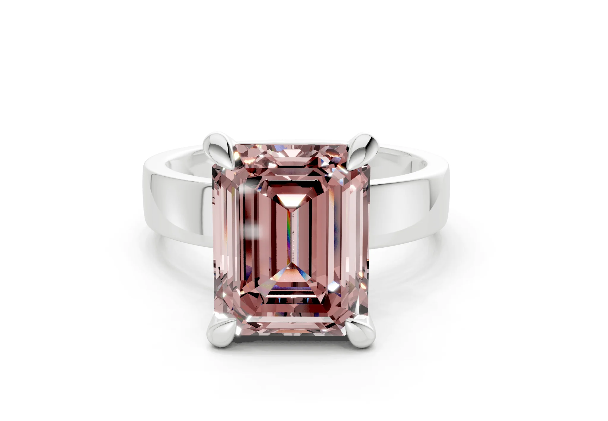 Cascade Pink Diamond Solitaire Emerald Cut 4mm Engagement Ring - Image 7