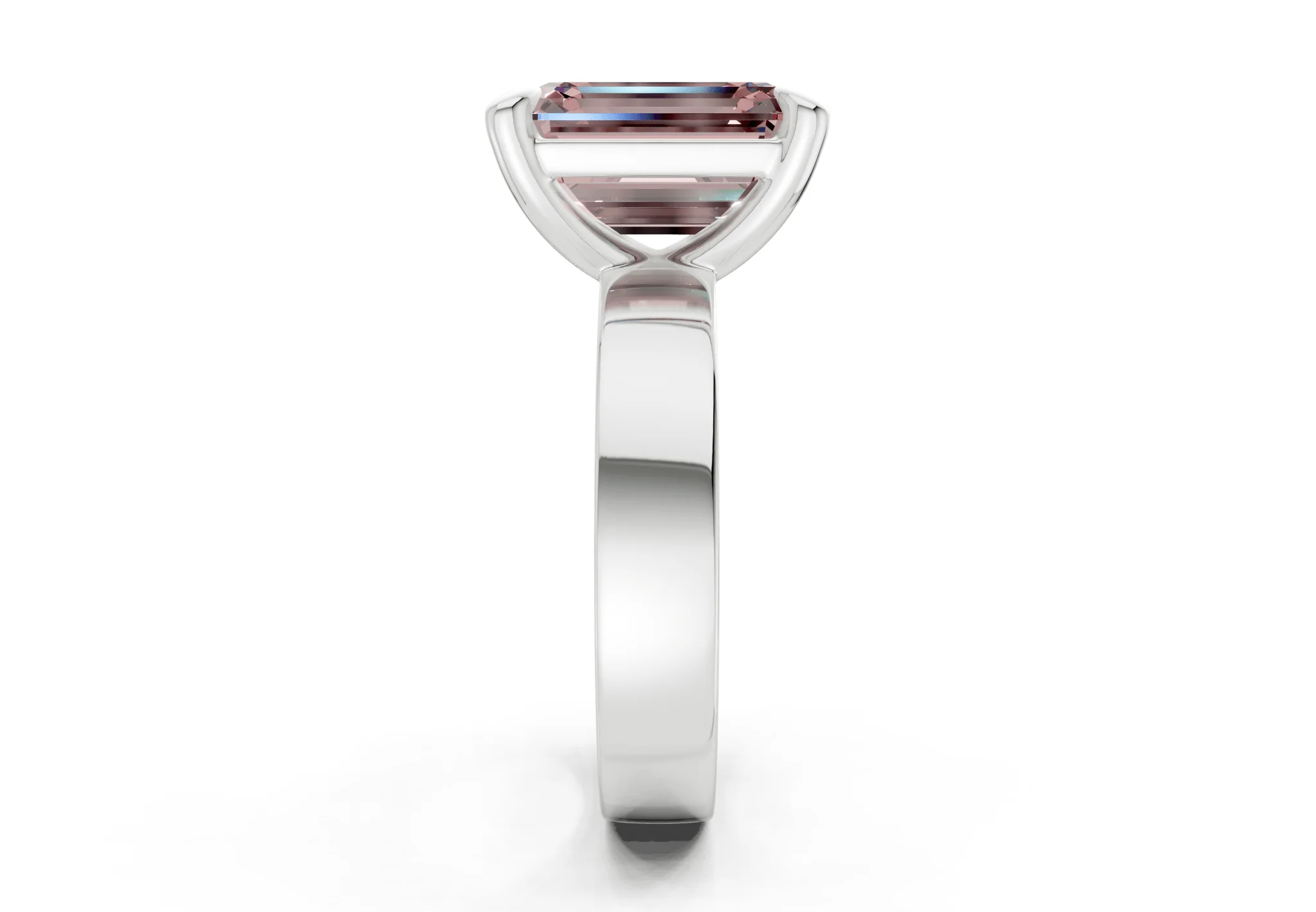 Cascade Pink Diamond Solitaire Emerald Cut 4mm Engagement Ring - Image 9